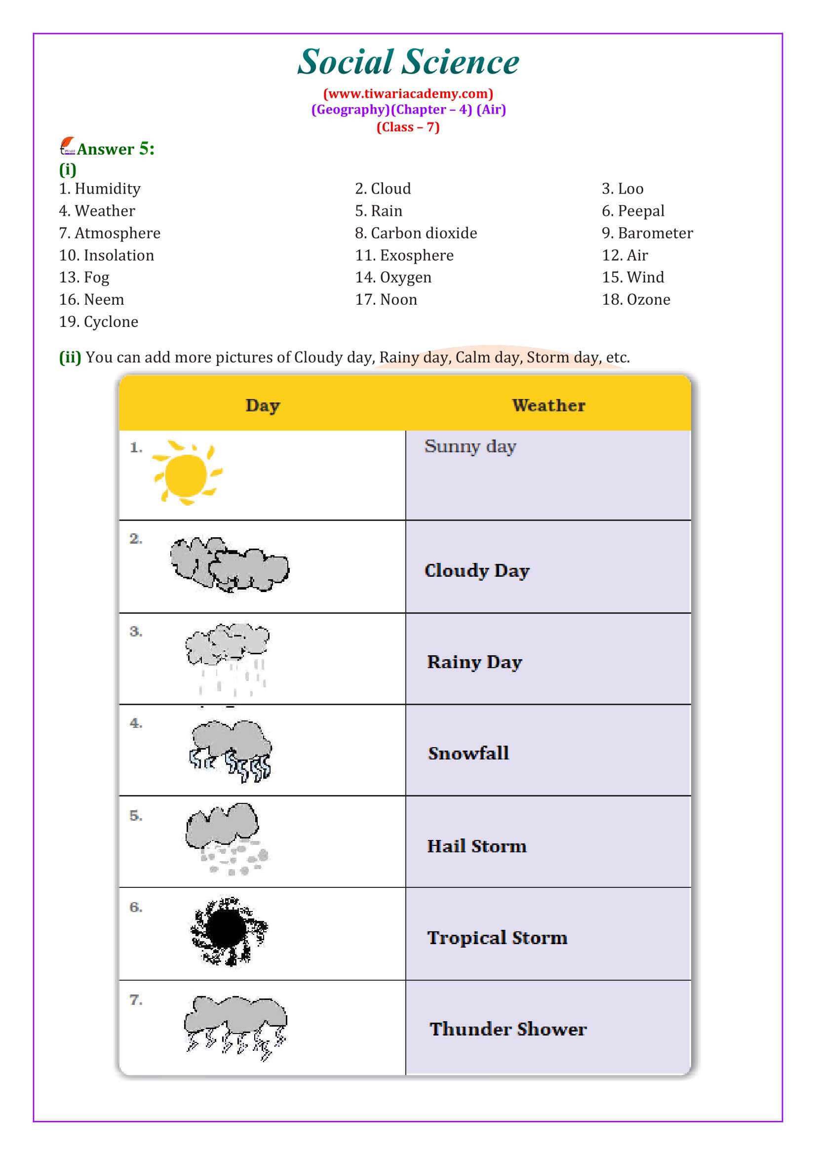 Class 7 Social Science Geography Chapter 4 Question Answers