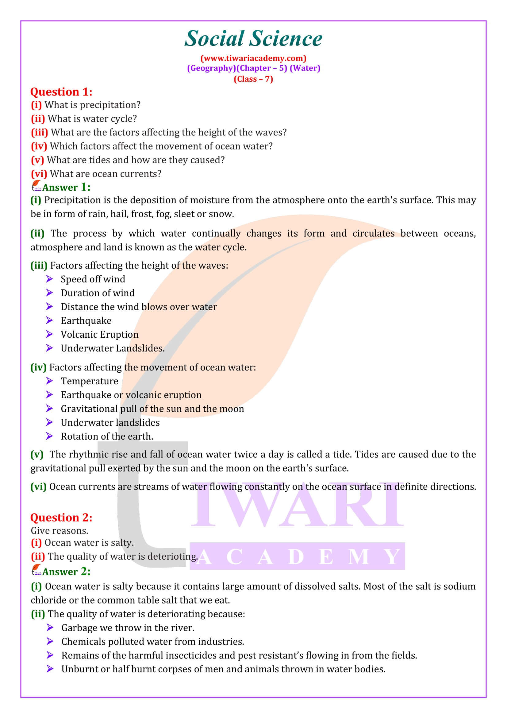 NCERT Solutions for Class 7 Social Science Geography Chapter 5