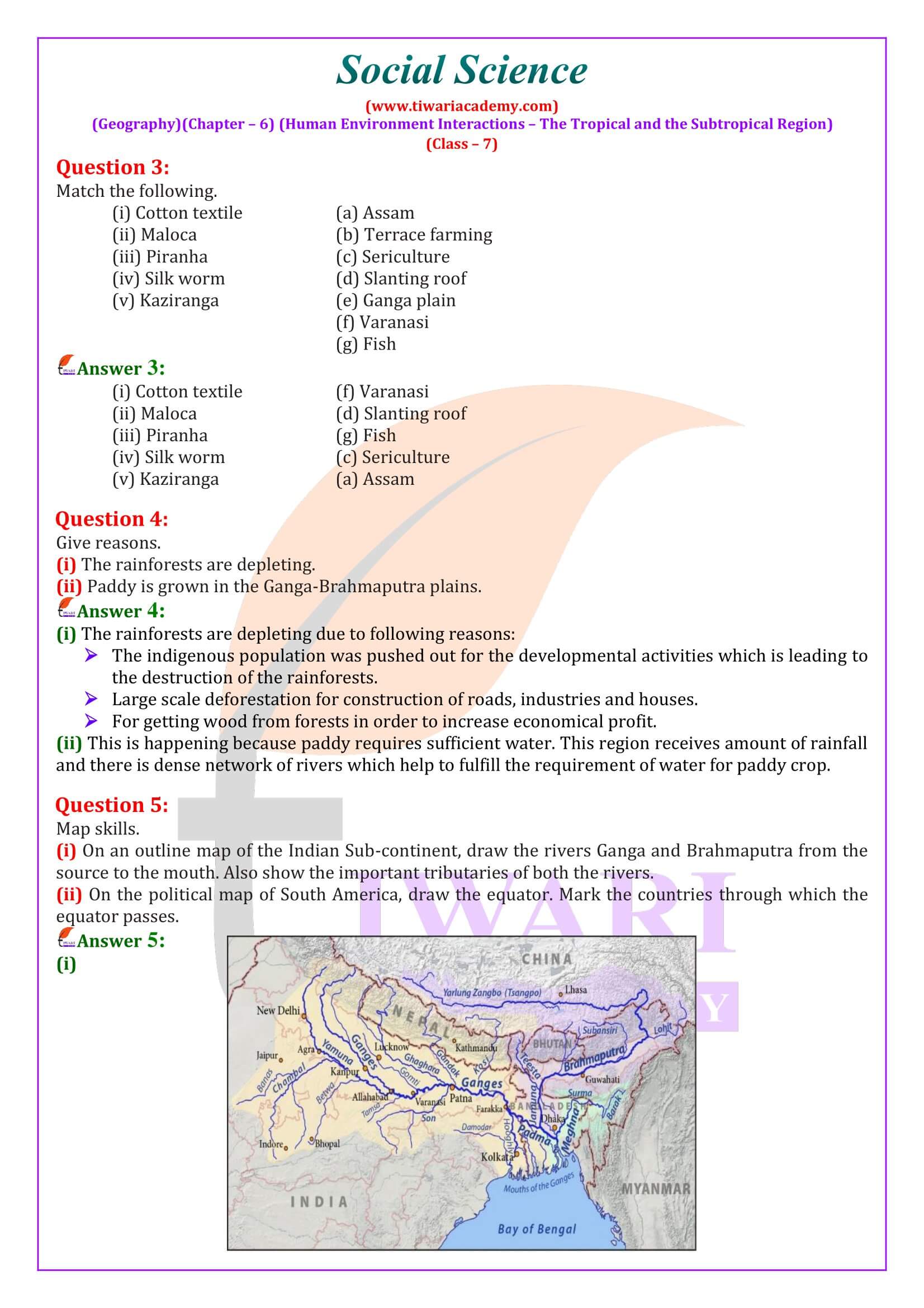 Class 7 Social Science Geography Chapter 6 Question Answers