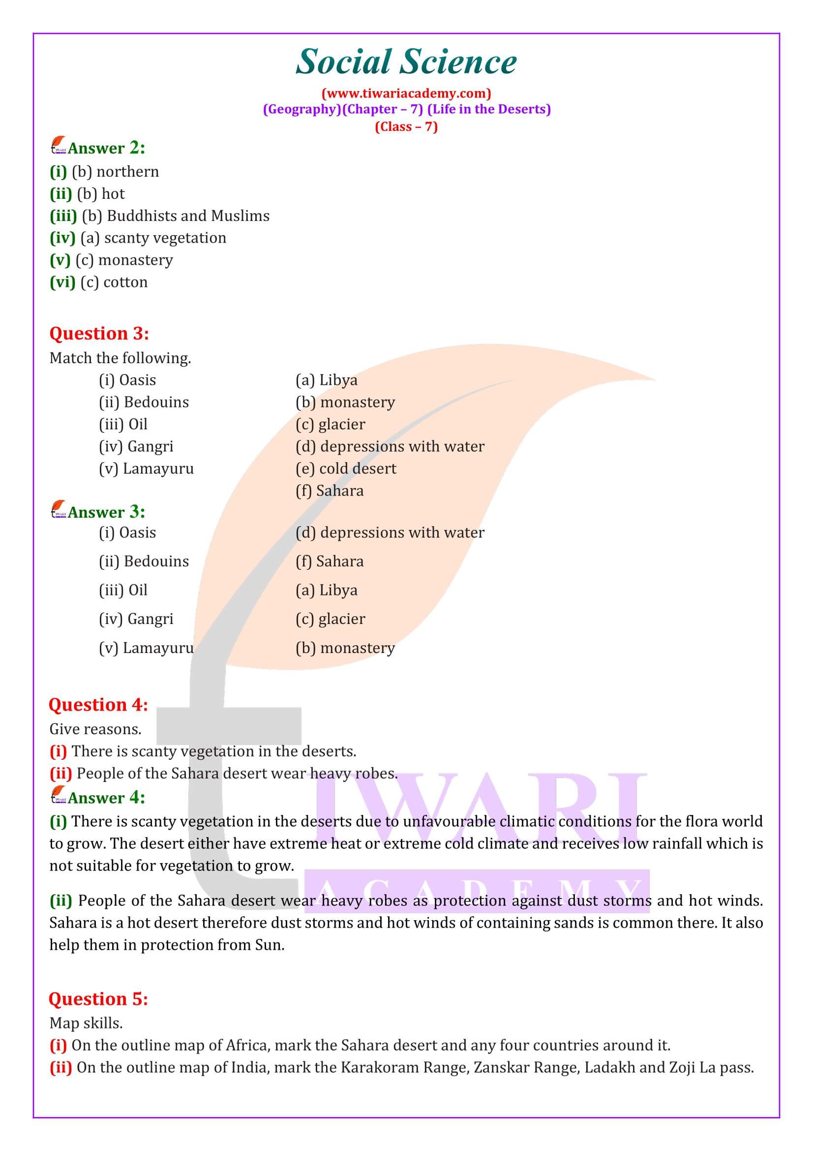 NCERT Solutions for Class 7 Geography Chapter 7