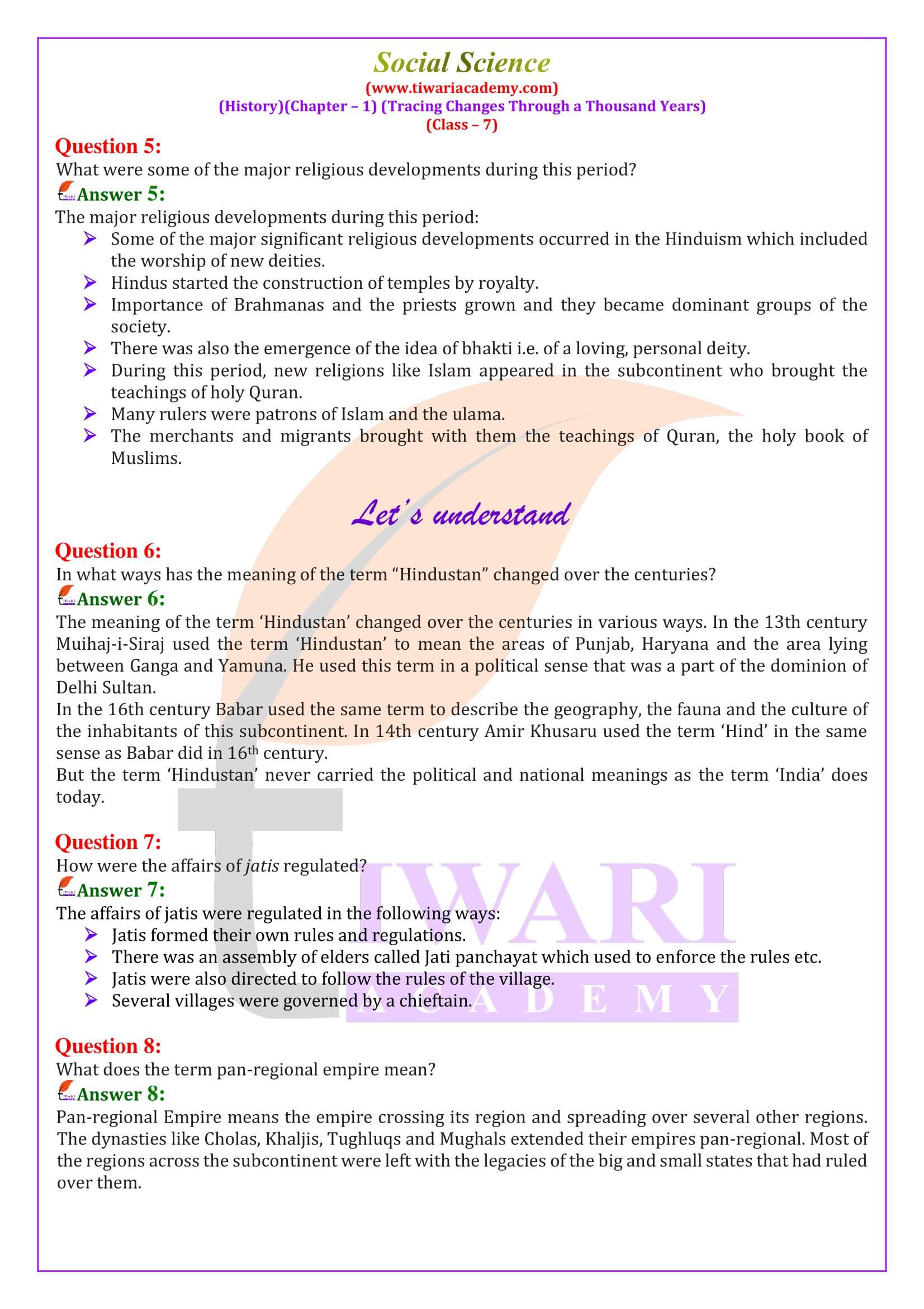 NCERT Solutions for Class 7 History Chapter 1