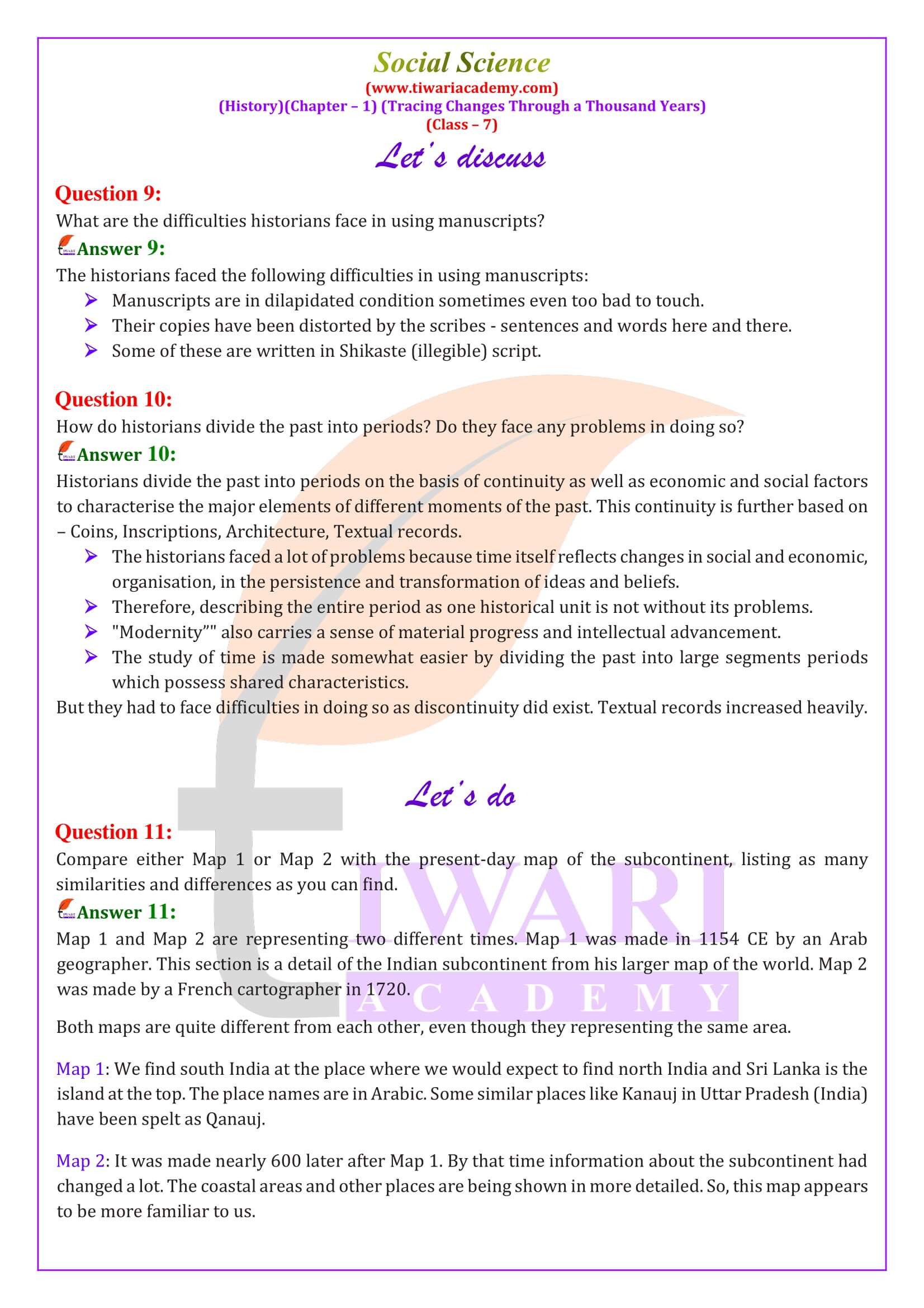 NCERT Solutions for Class 7 Social Science Chapter 1