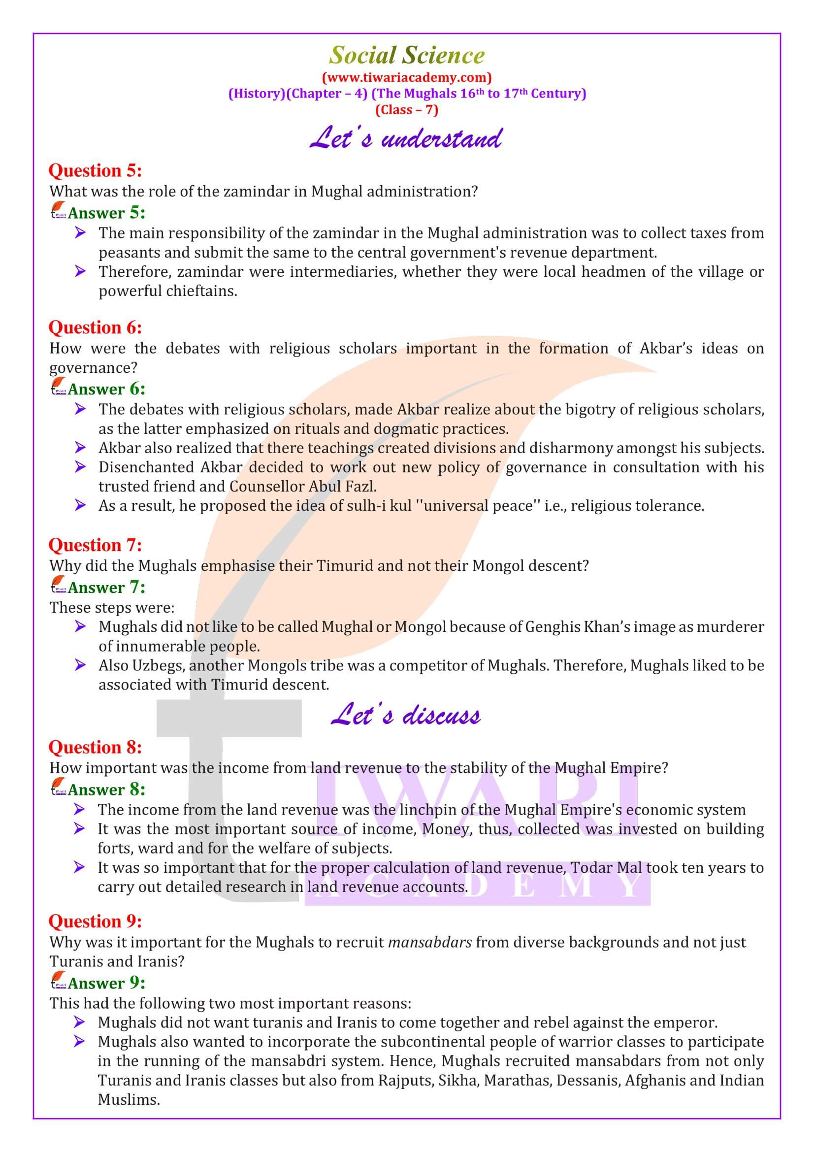 NCERT Solutions for Class 7 Social Science History Chapter 4