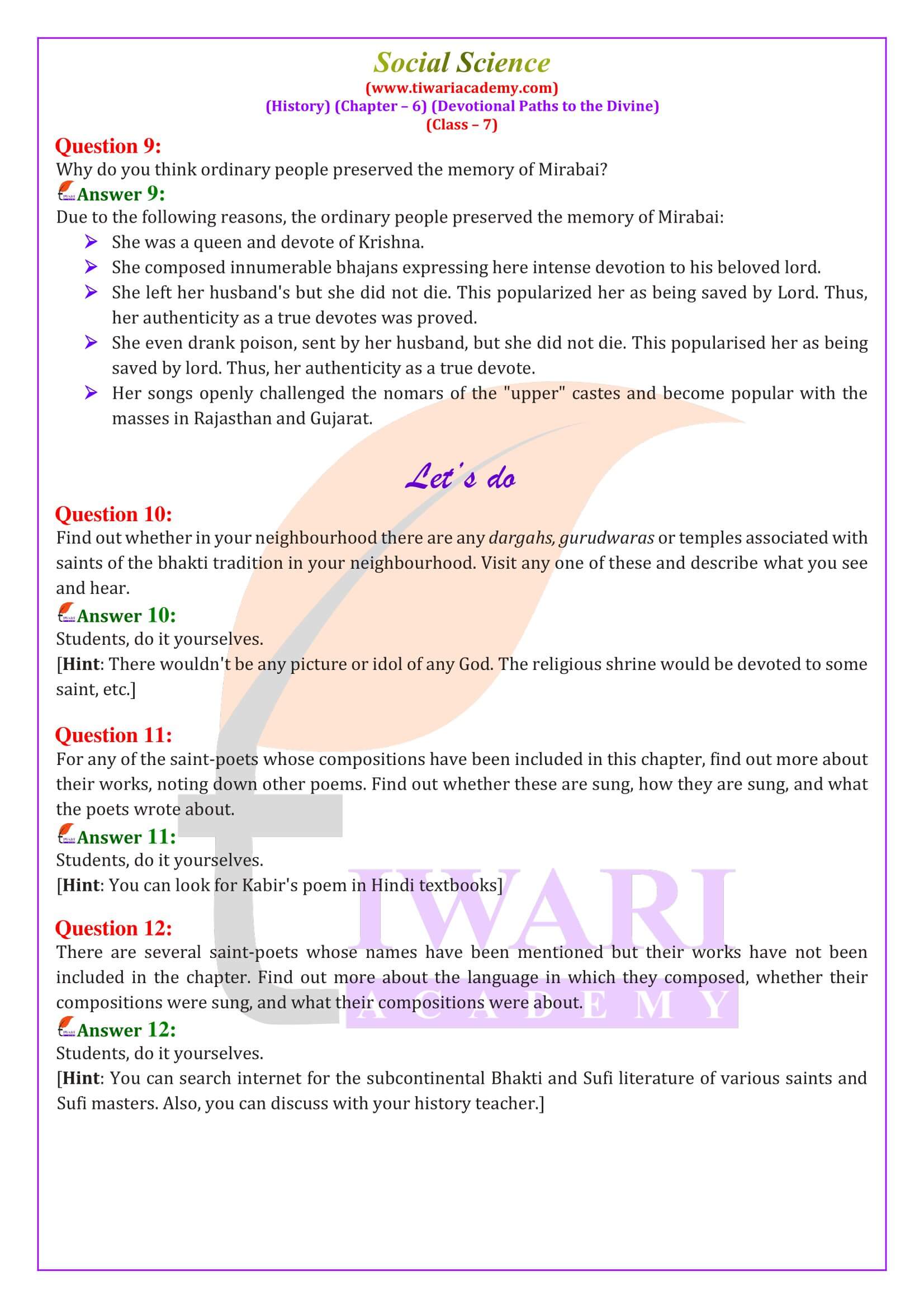 Class 7 Social Science History Chapter 6 Question Answers