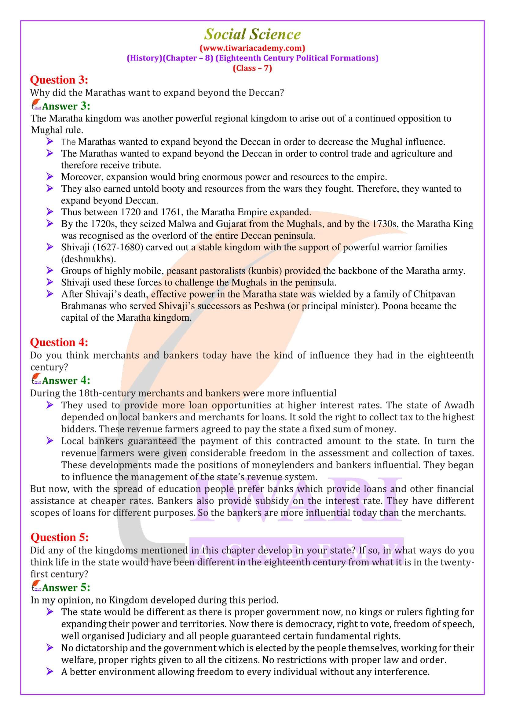 NCERT Solutions for Class 7 History Chapter 8