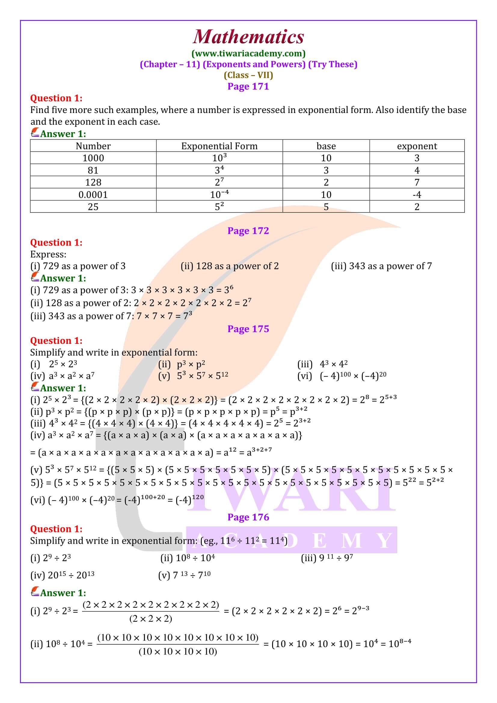 Class 7 Maths Chapter 11 Try These Solutions