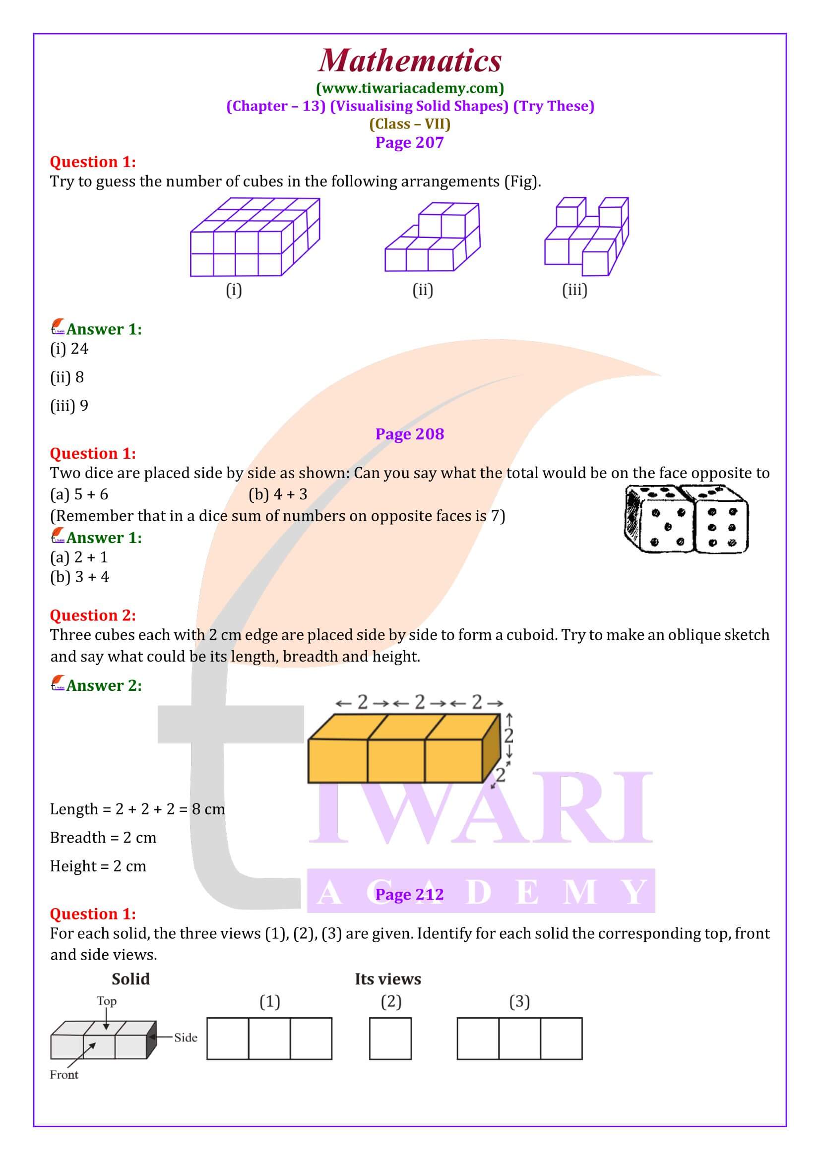 Class 7 Maths Chapter 13 Try These Answers