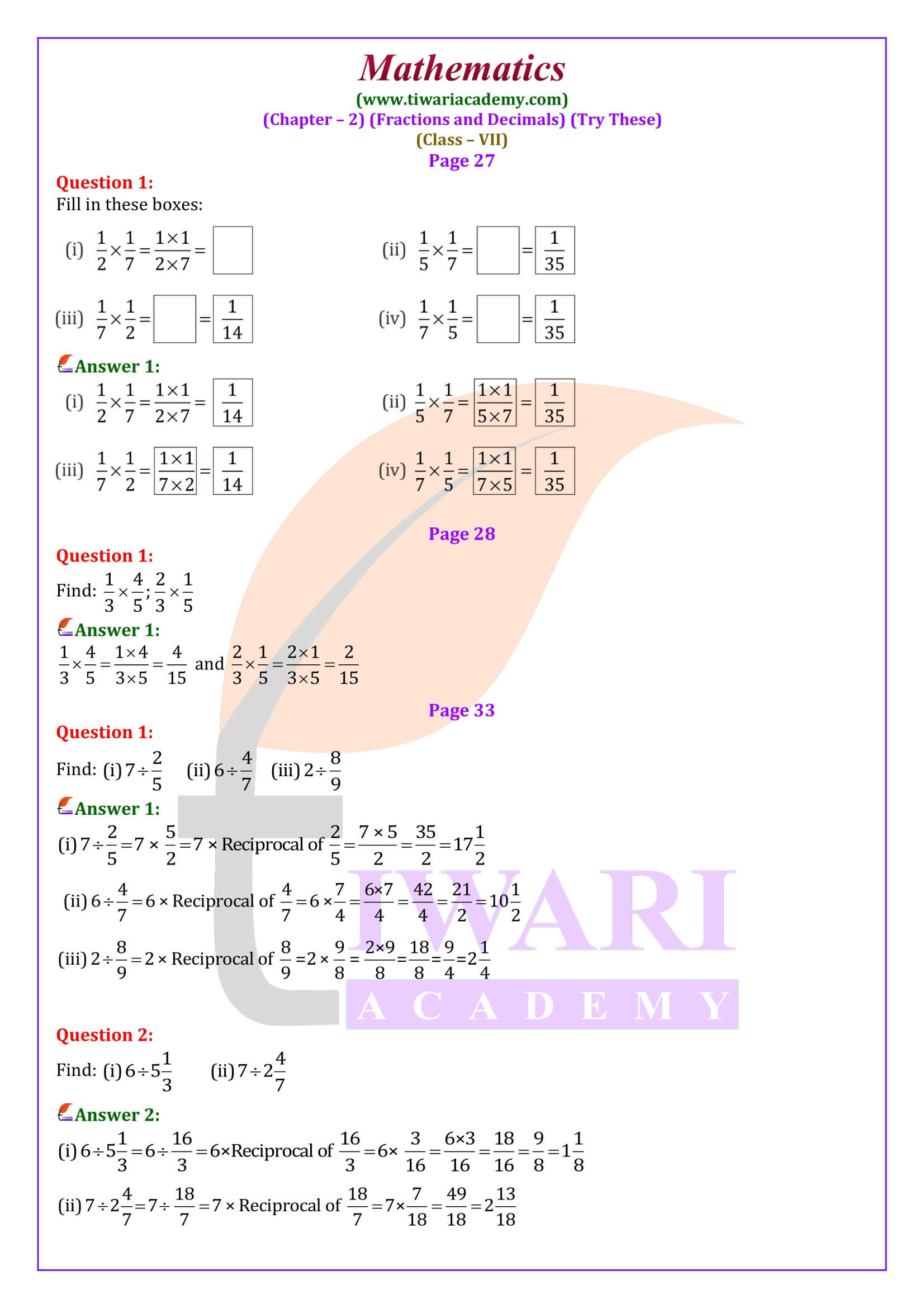 Class 7 Maths Chapter 2 Try These Answers