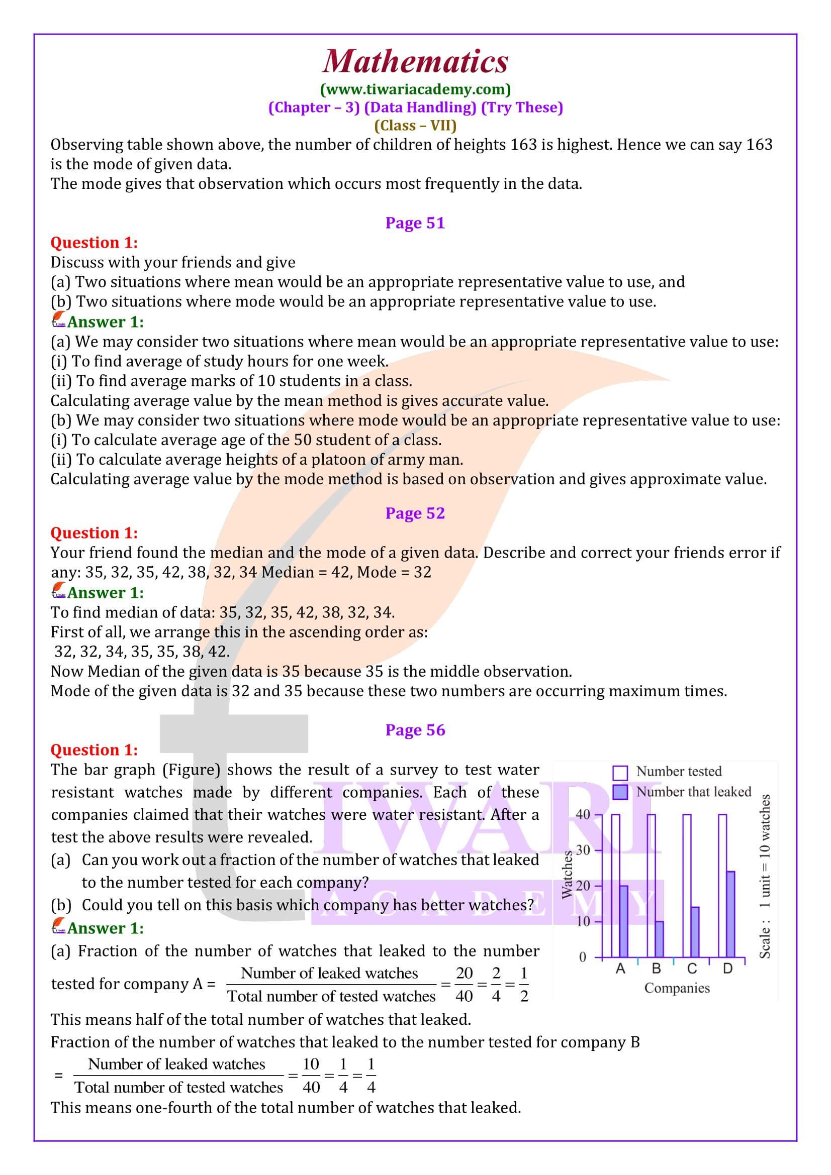 Solutions of Class 7 Maths Chapter 3 Try These