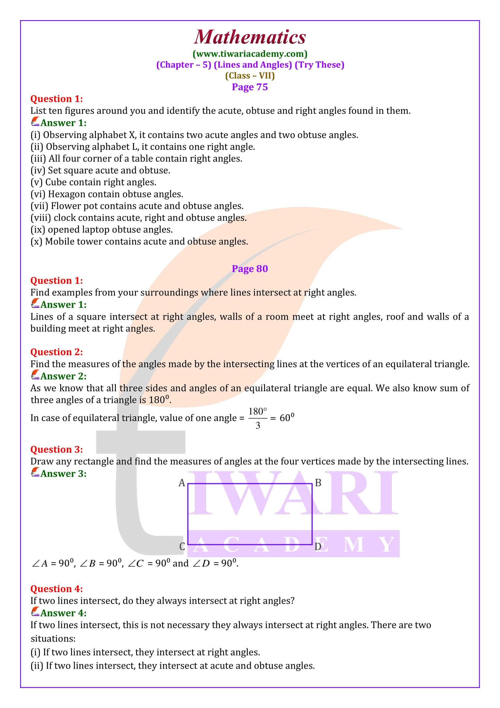 Class 7 Maths Chapter 5 Try These Solutions