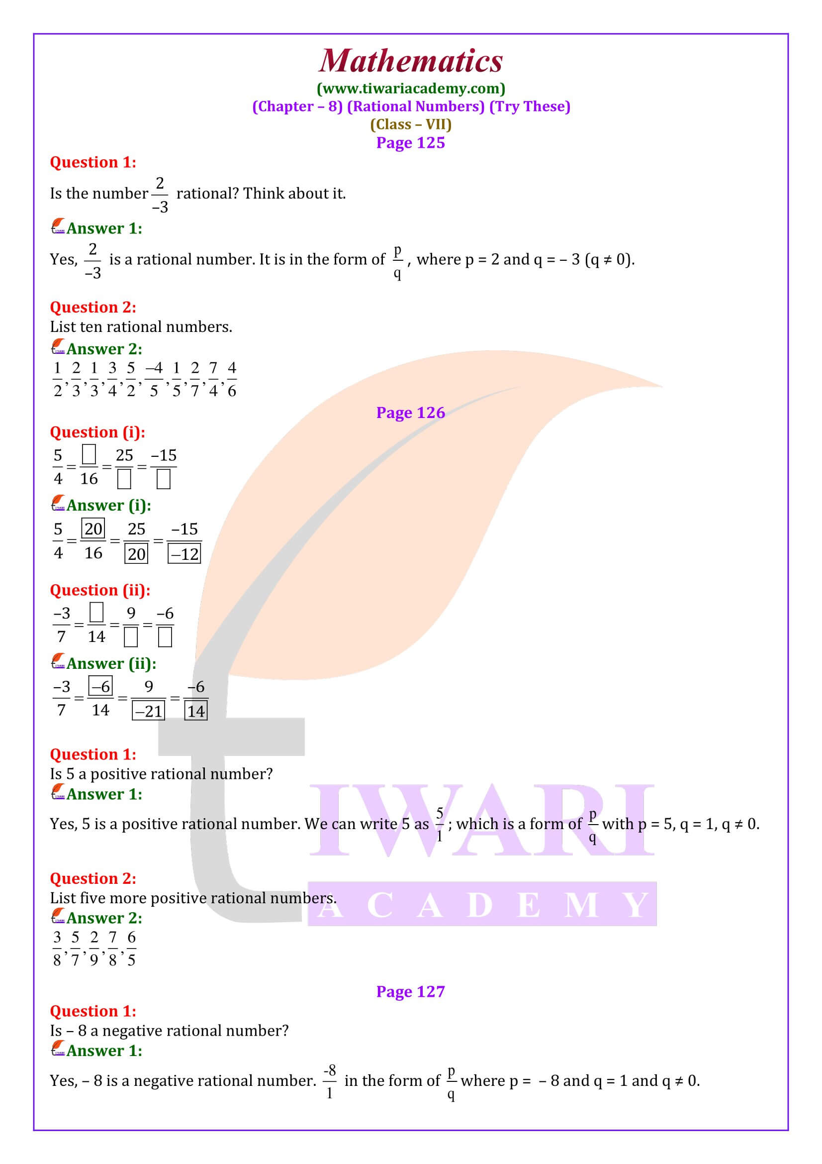 Class 7 Maths Chapter 8 Try These Solutions