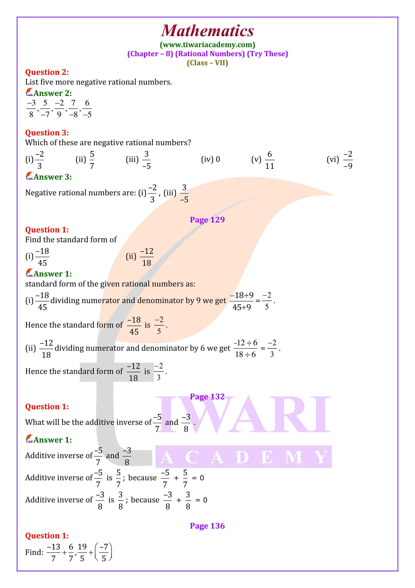 Solutions of Class 7 Maths Chapter 8 Try These