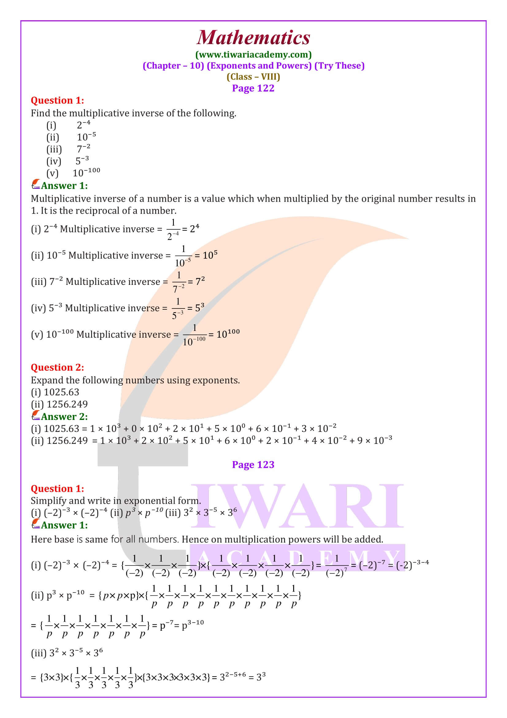 Class 8 Maths Chapter 10 Try these solutions