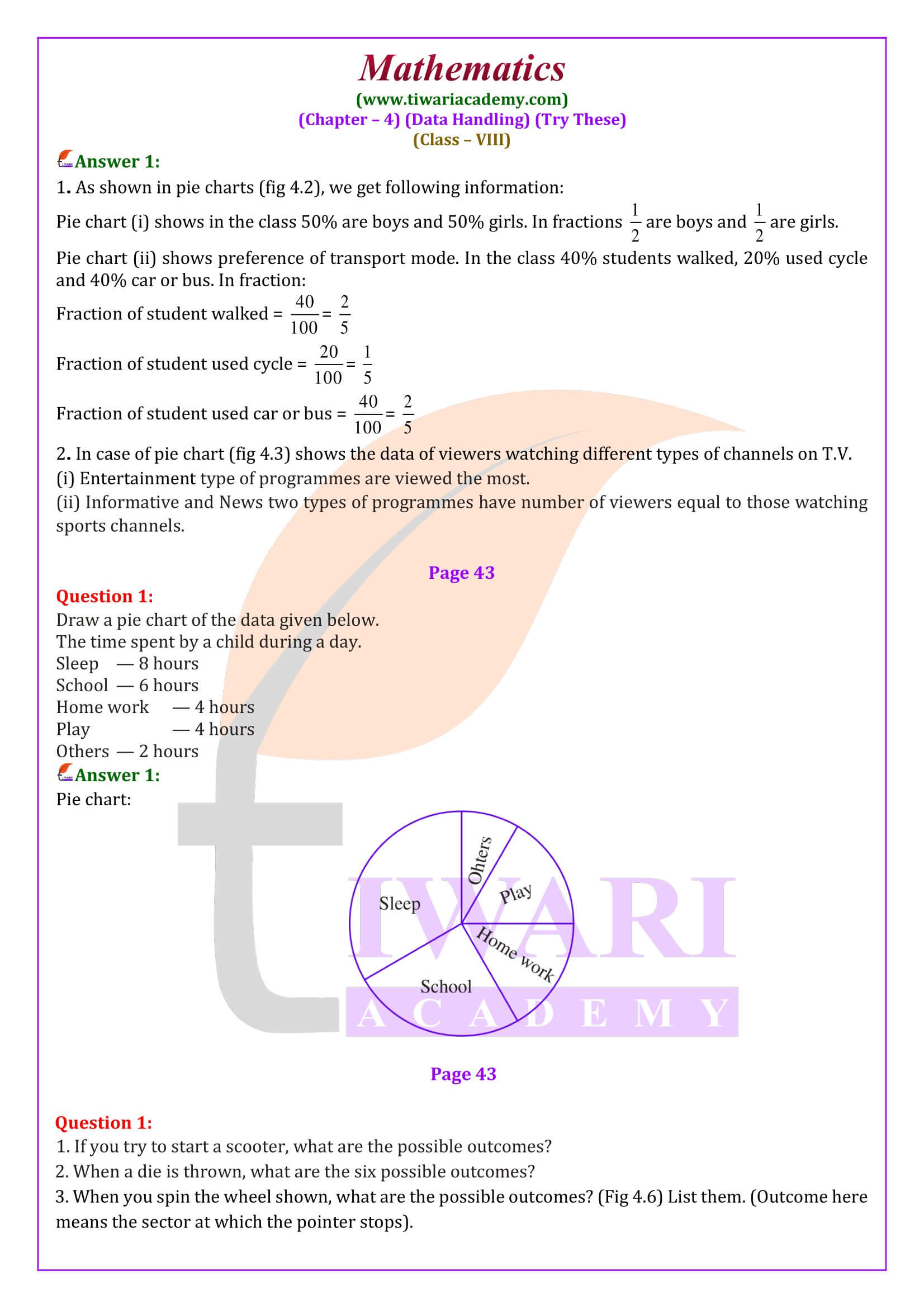 Class 8 Maths Chapter 4 Data Handling Try These Solutions