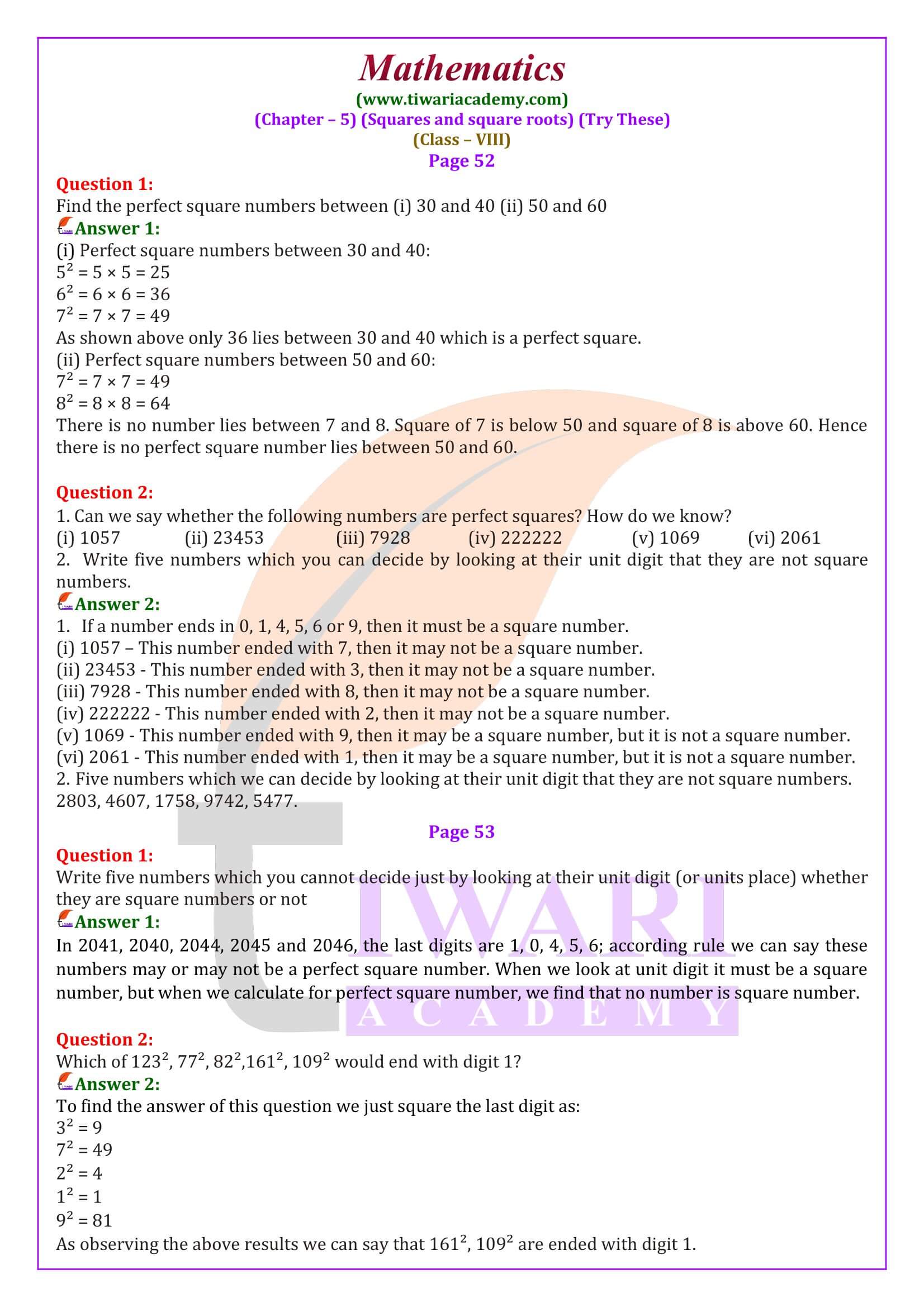 Class 8 Maths Chapter 5 Try These Solutions