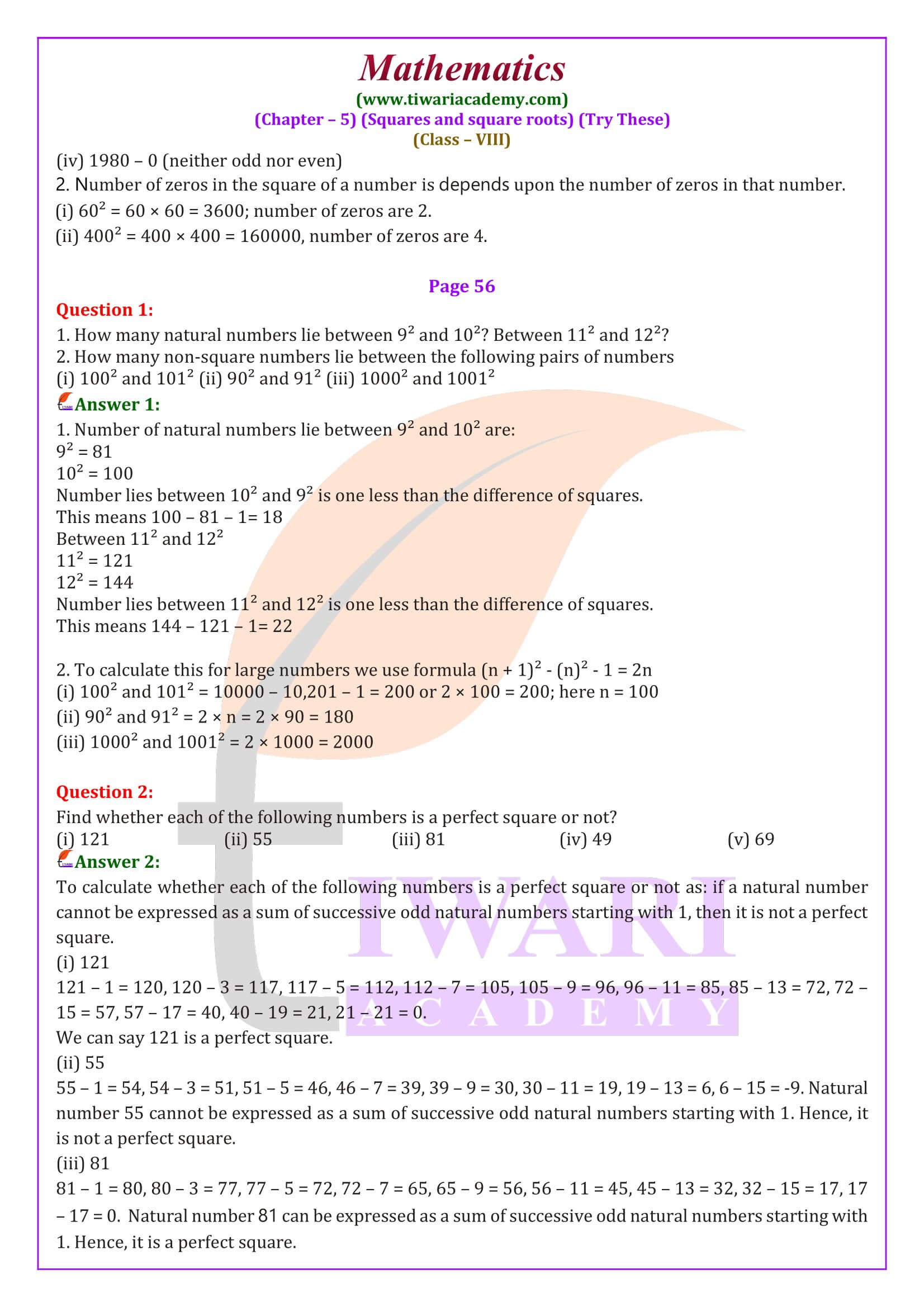 Solutions of Class 8 Maths Chapter 5 Try These