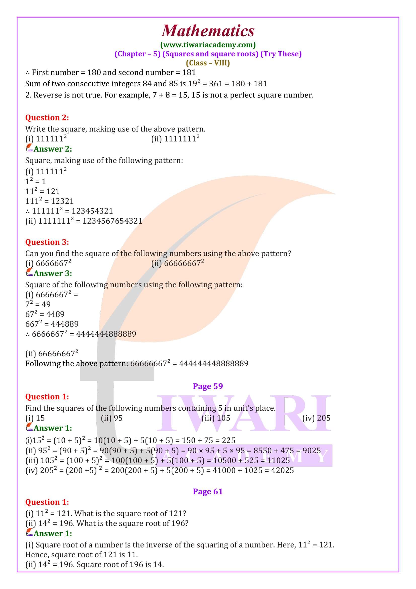 Class 8 Maths Chapter 5