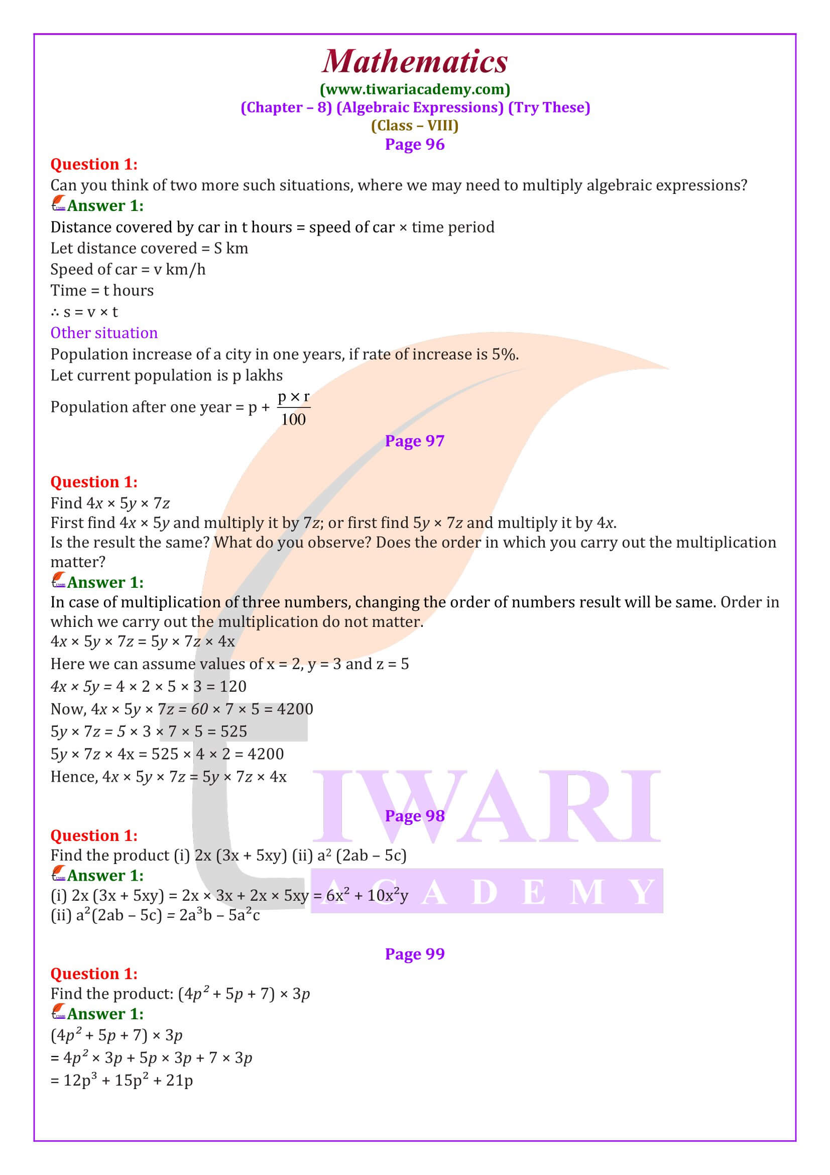 Class 8 Maths Chapter 8 Try these solutions