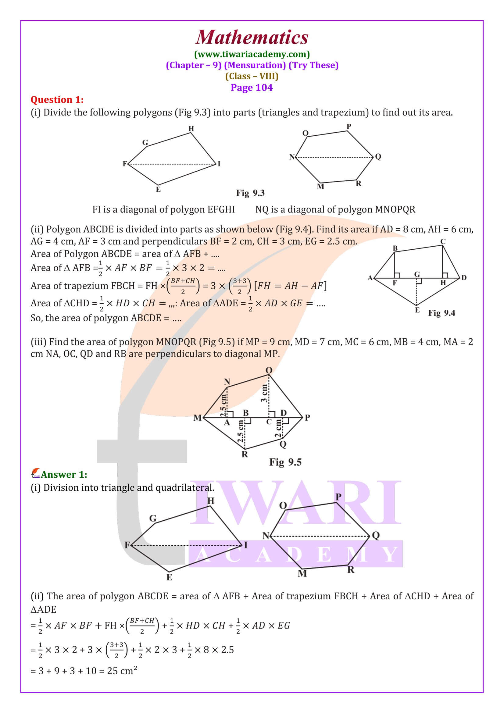 Class 8 Maths Chapter 9 Try these solutions