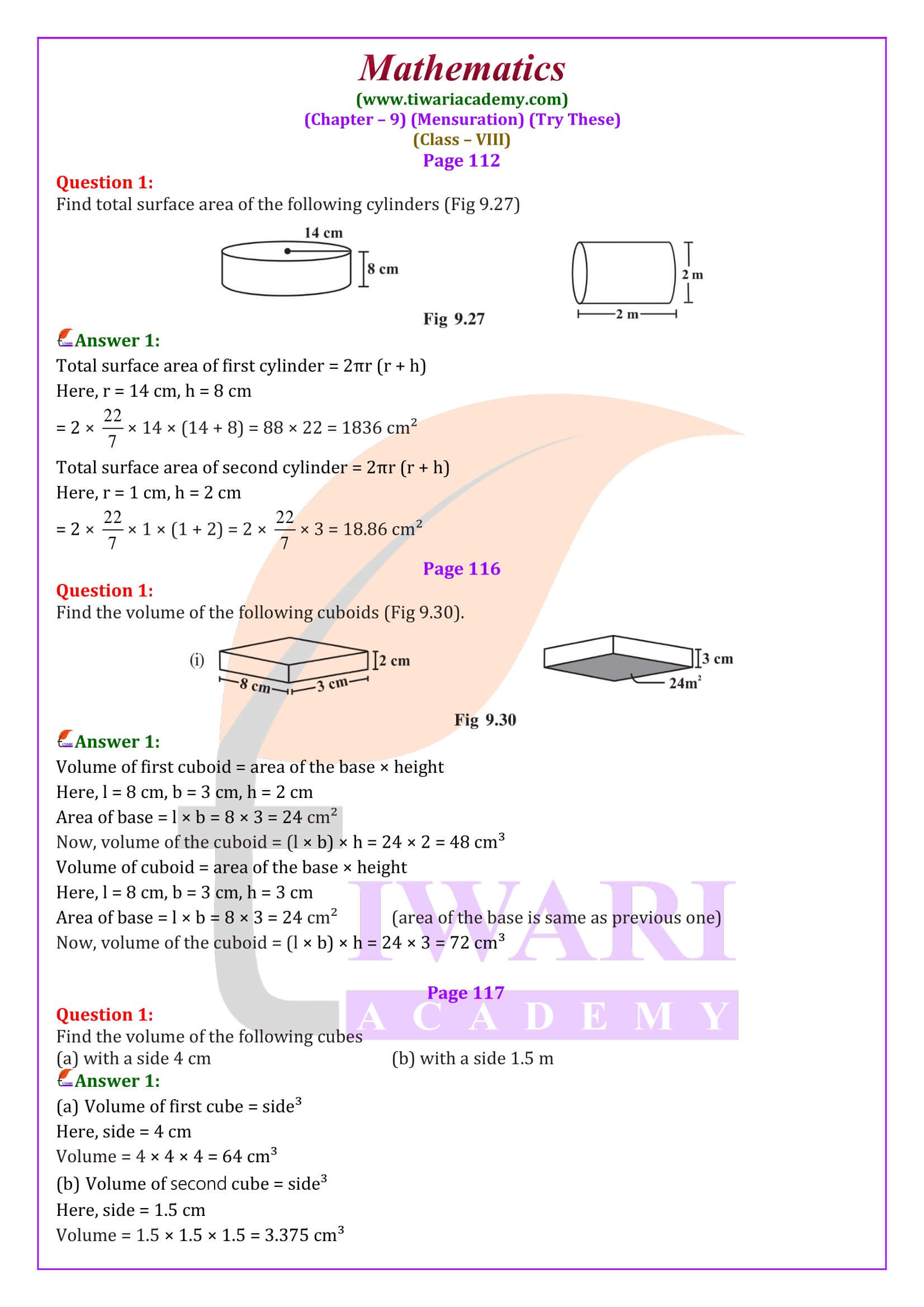 Class 8 Maths Chapter 9 Try these Answers