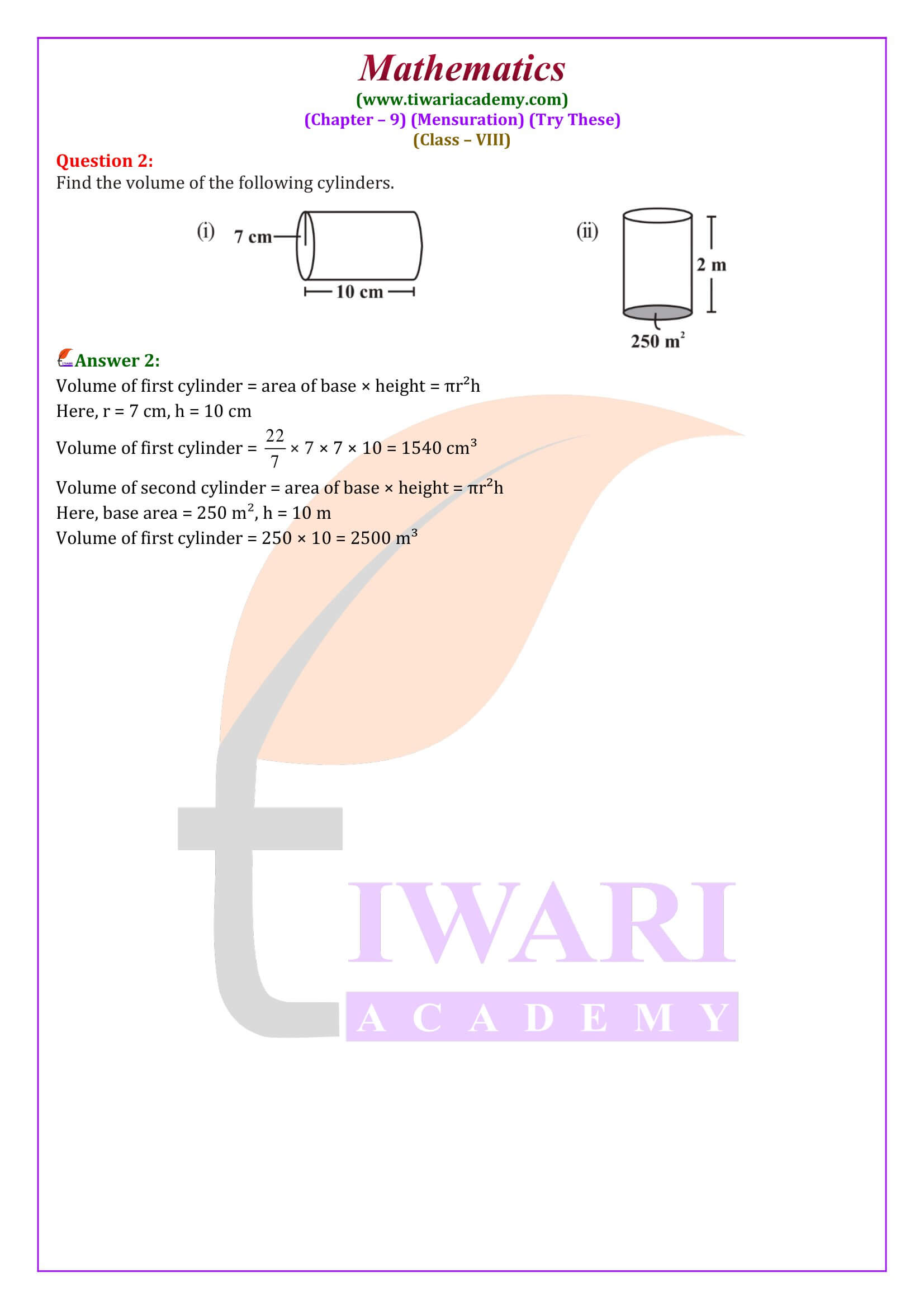 Class 8 Maths Chapter 9 Try these Question Answers