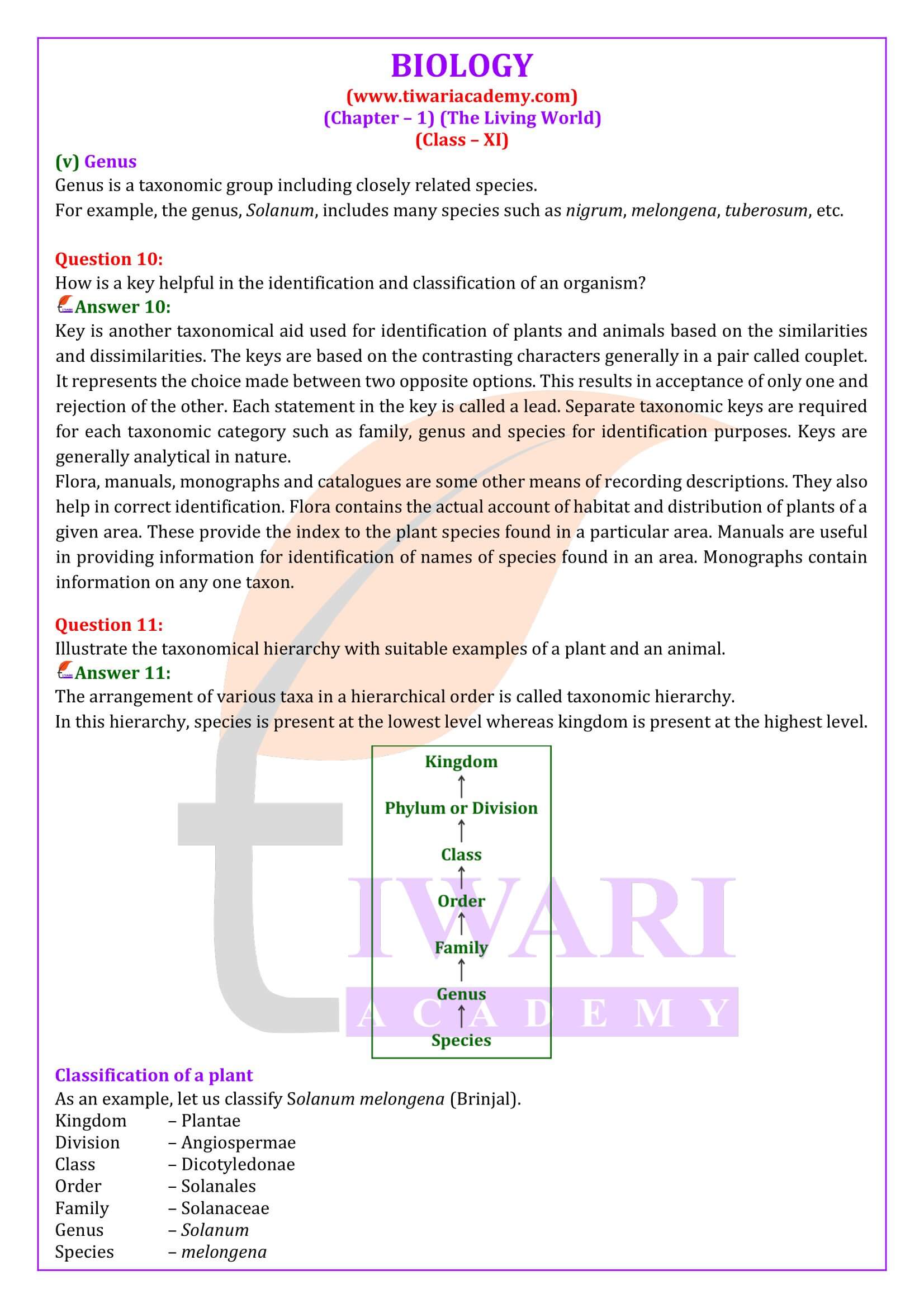 Class 11 Biology Chapter 1