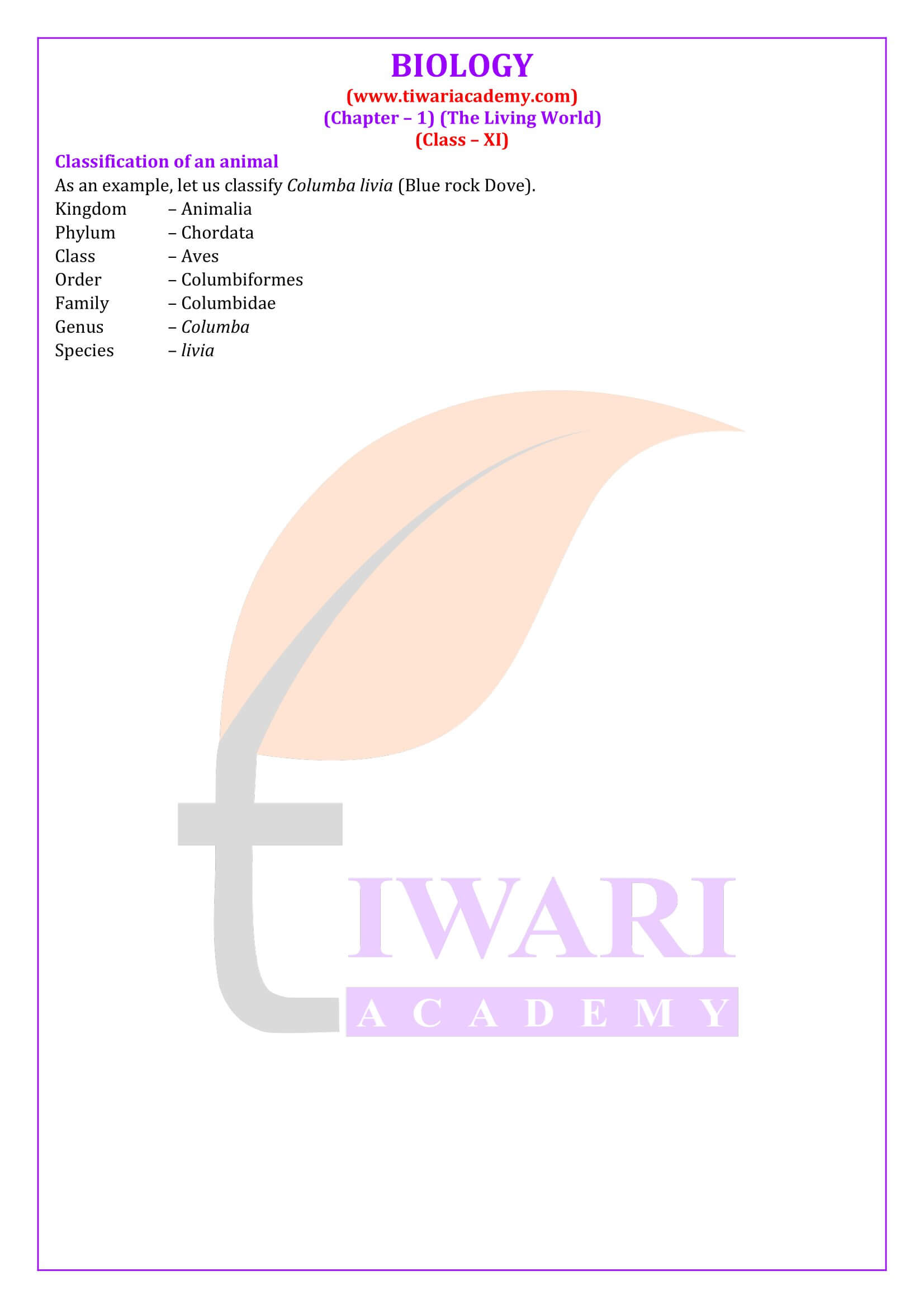 Class 11 Biology Chapter 1 Answers