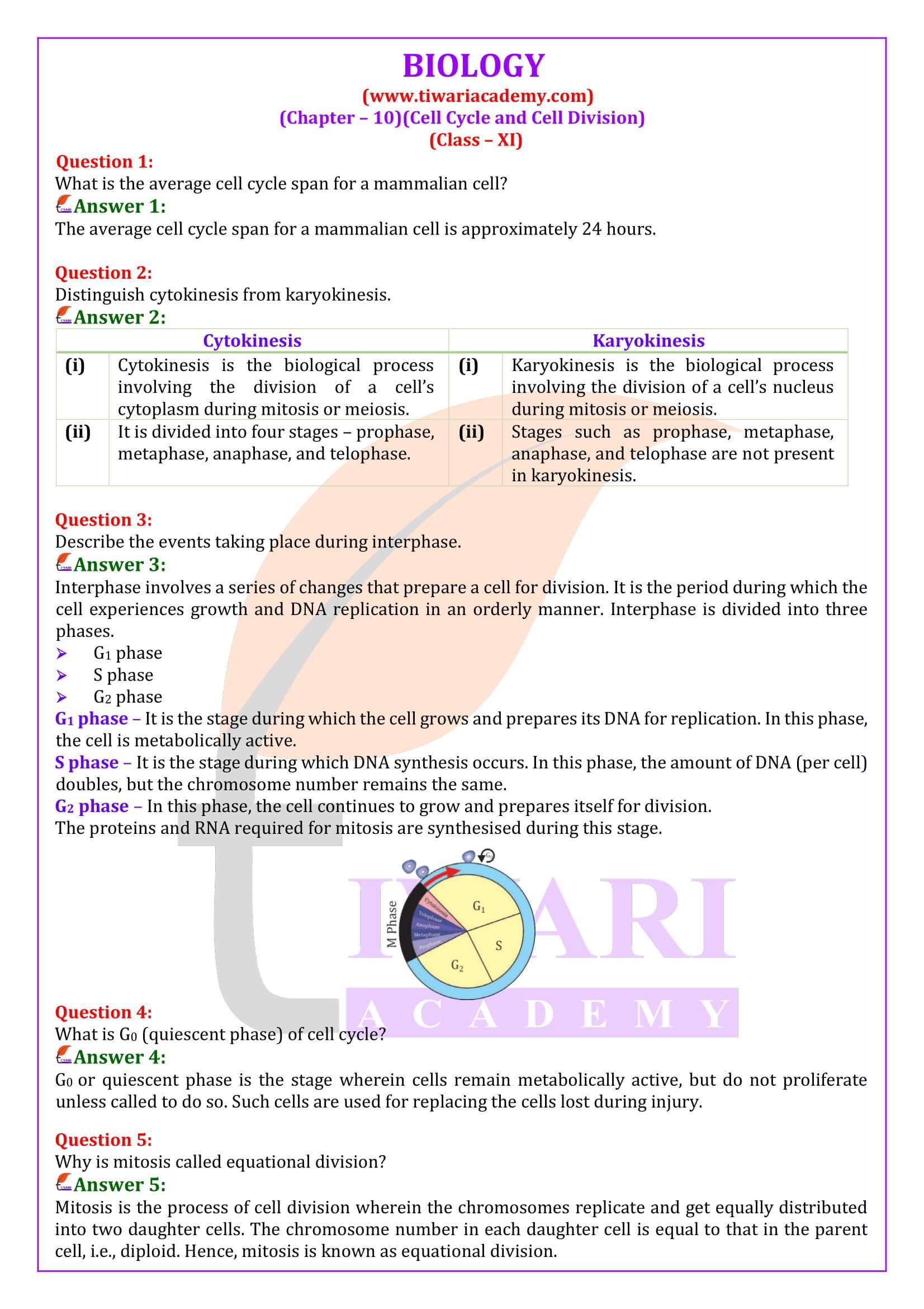 NCERT Solutions for Class 11 Biology Chapter 10 in English Medium