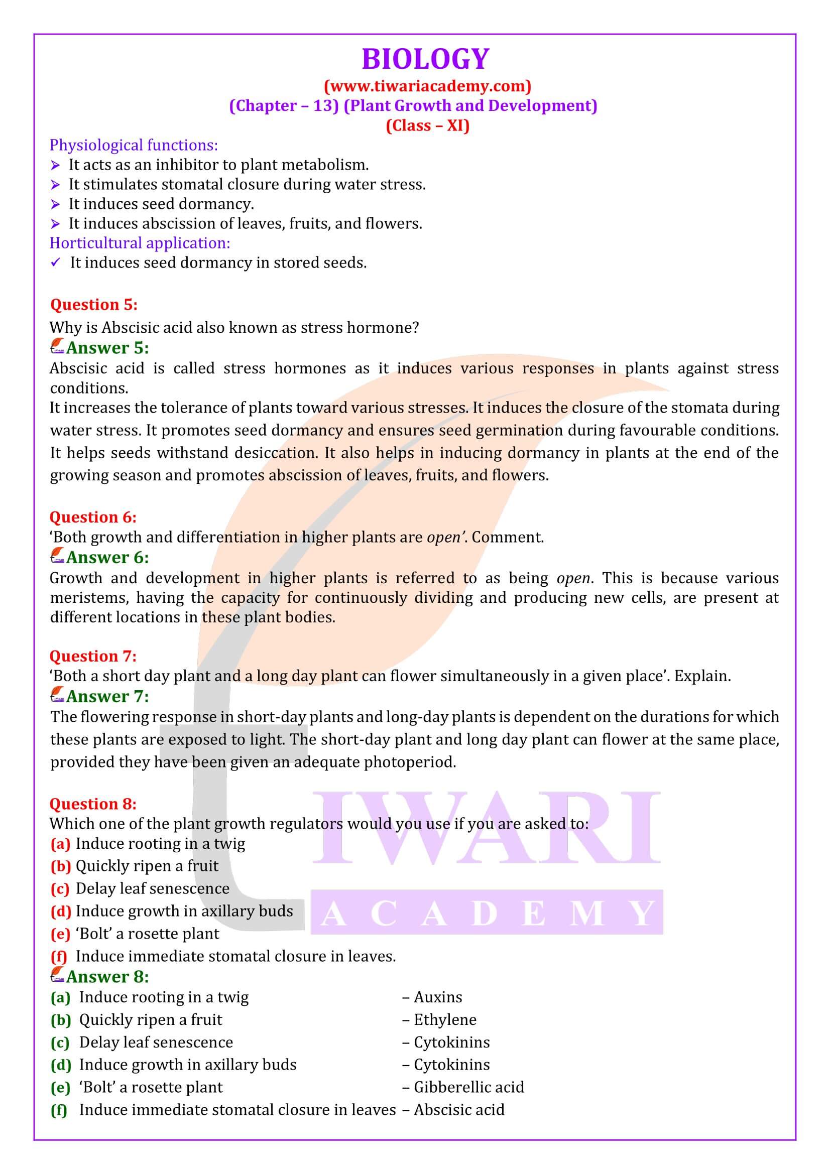 Class 11 Biology Chapter 13