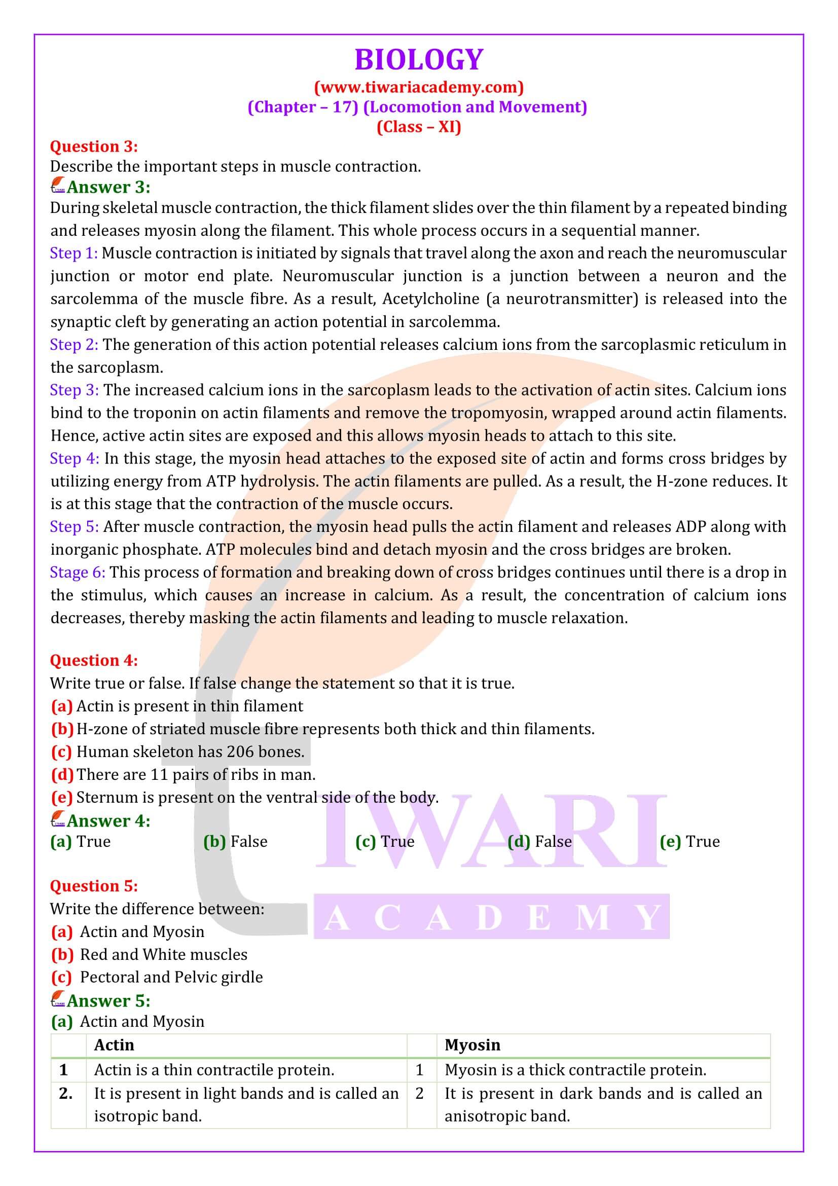 NCERT Solutions for Class 11 Biology Chapter 17