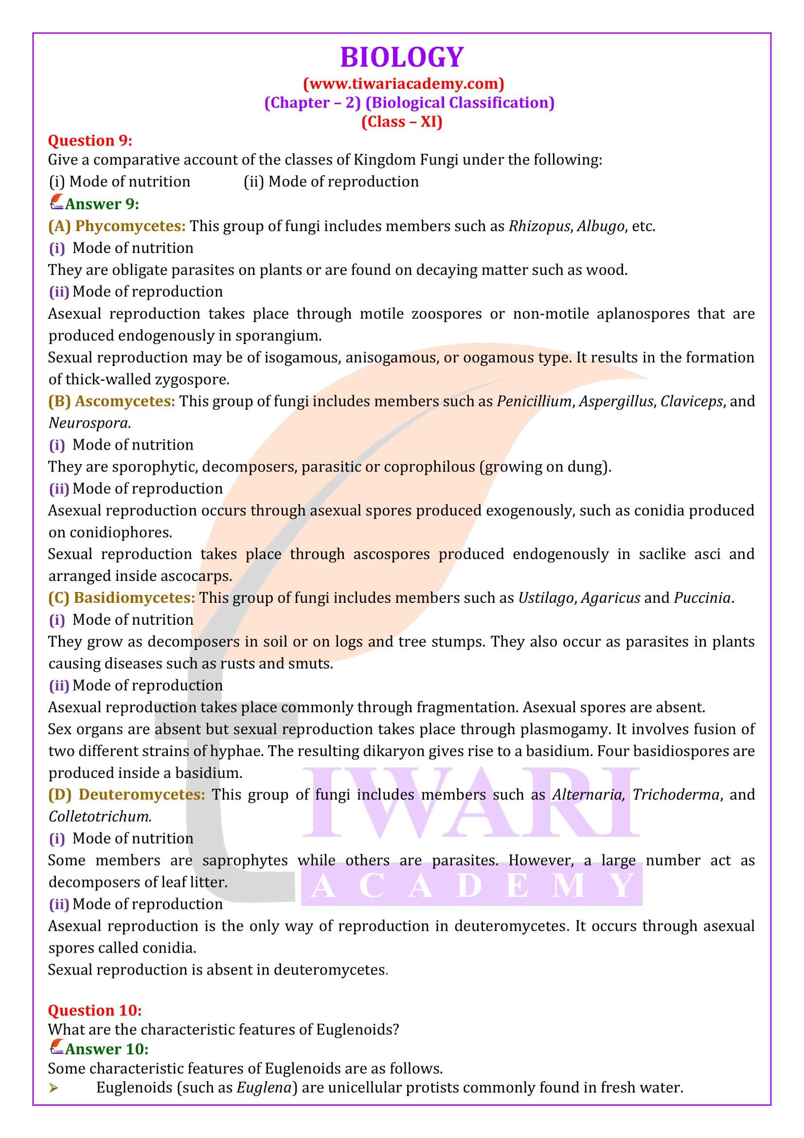 NCERT Solutions for Class 11 Biology Chapter 2 in English Medium