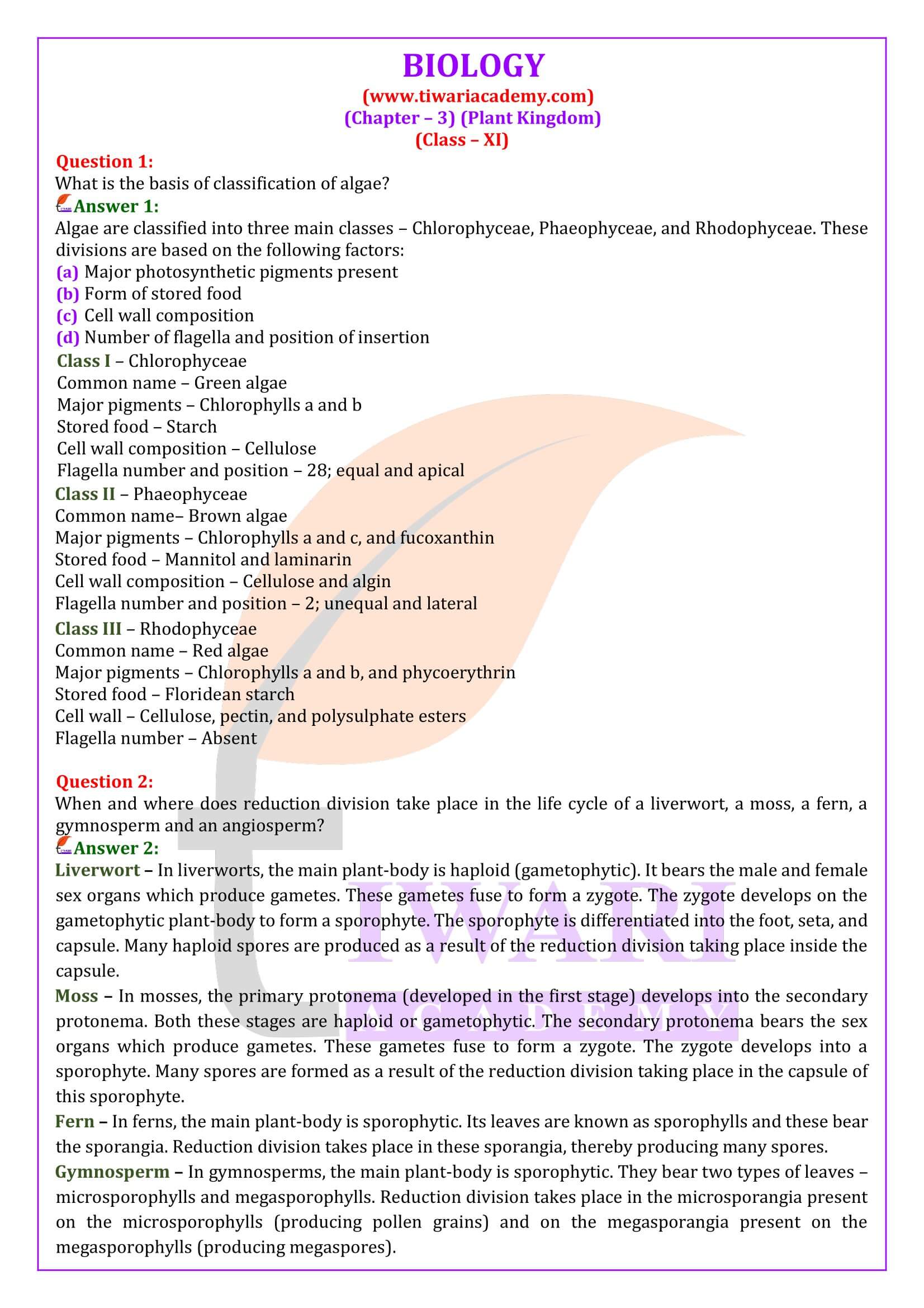 Class 11 Biology Chapter 3