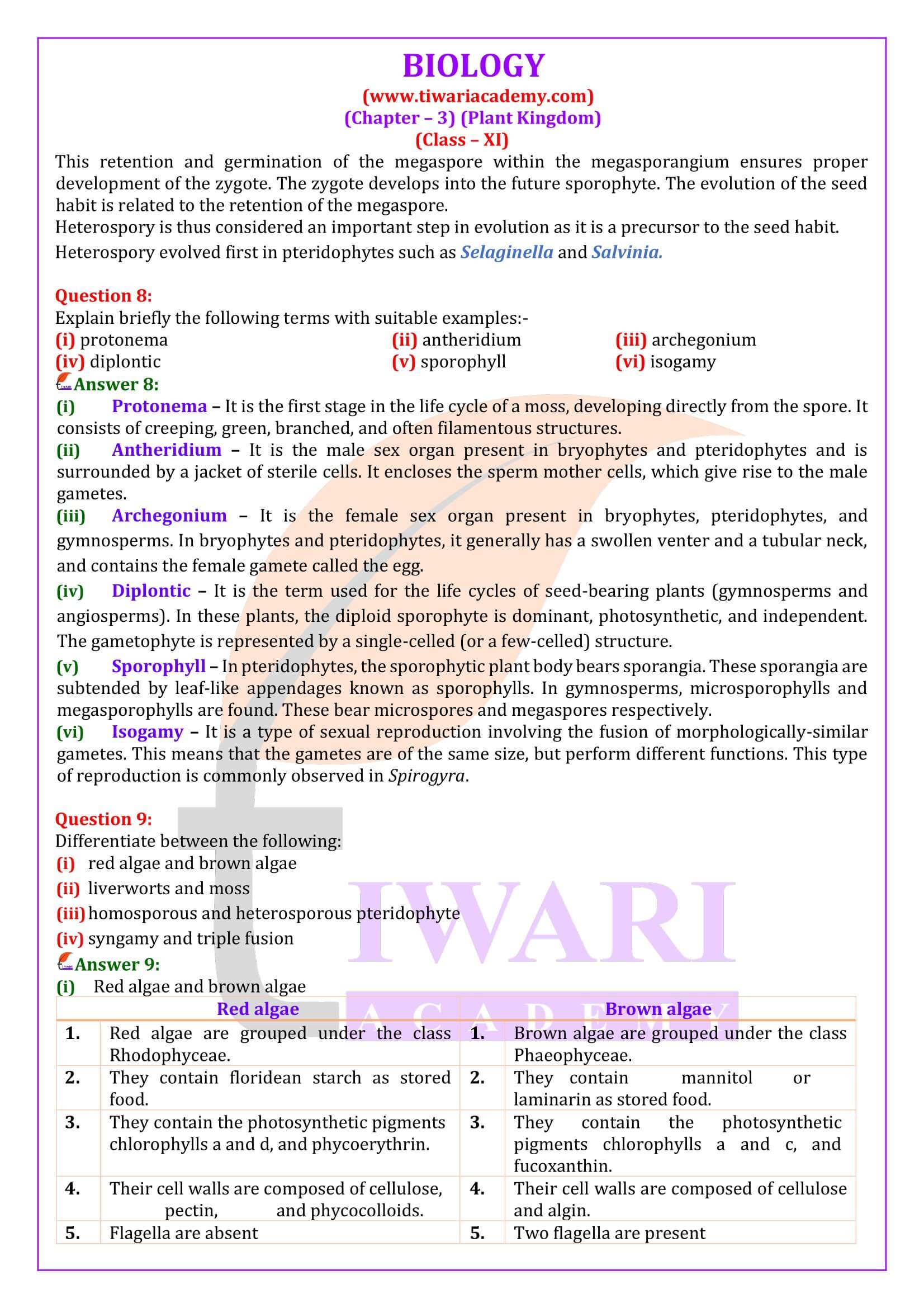 Class 11 Biology Chapter 3 solutions