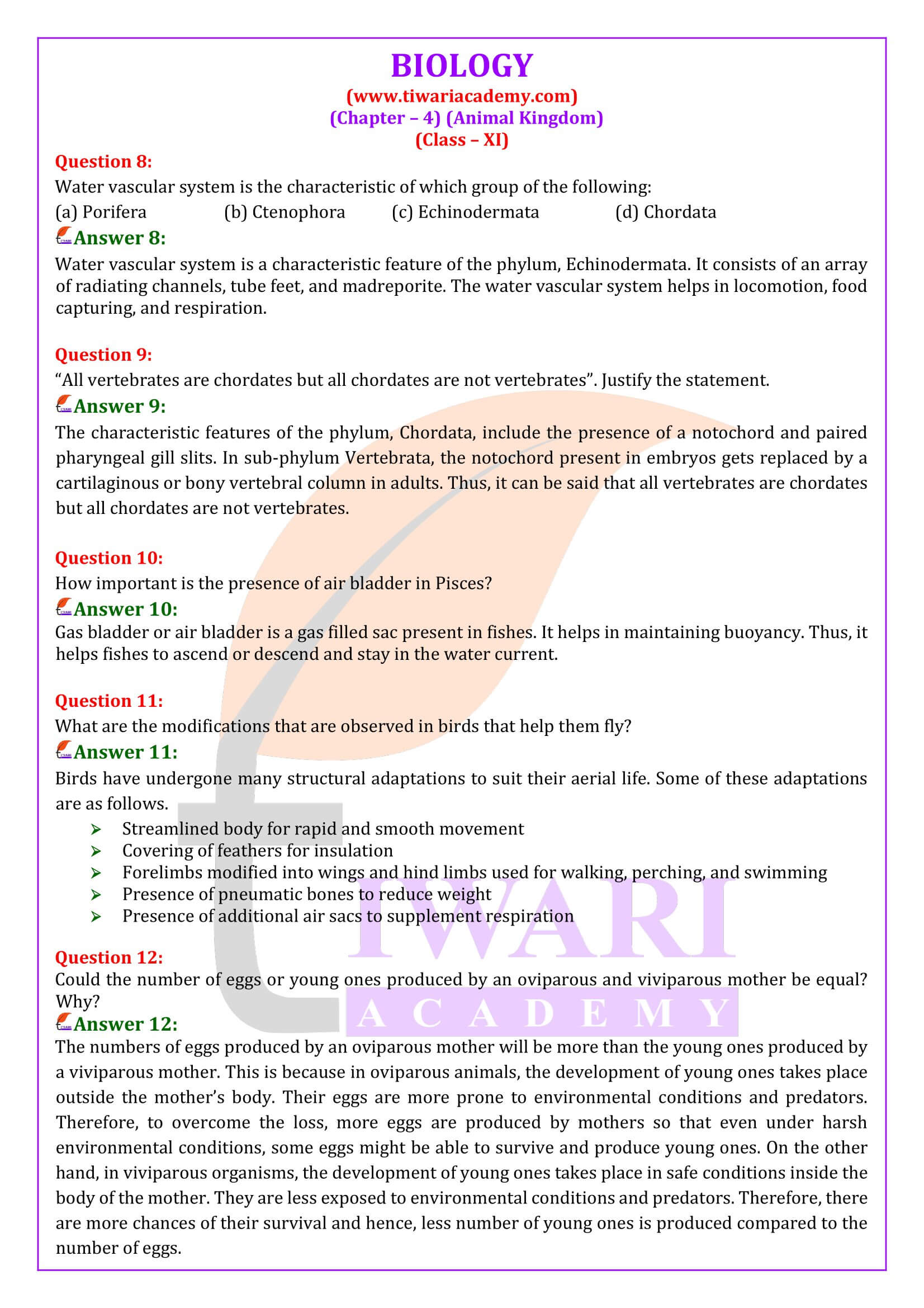 Class 11 Biology Chapter 4 Solutions