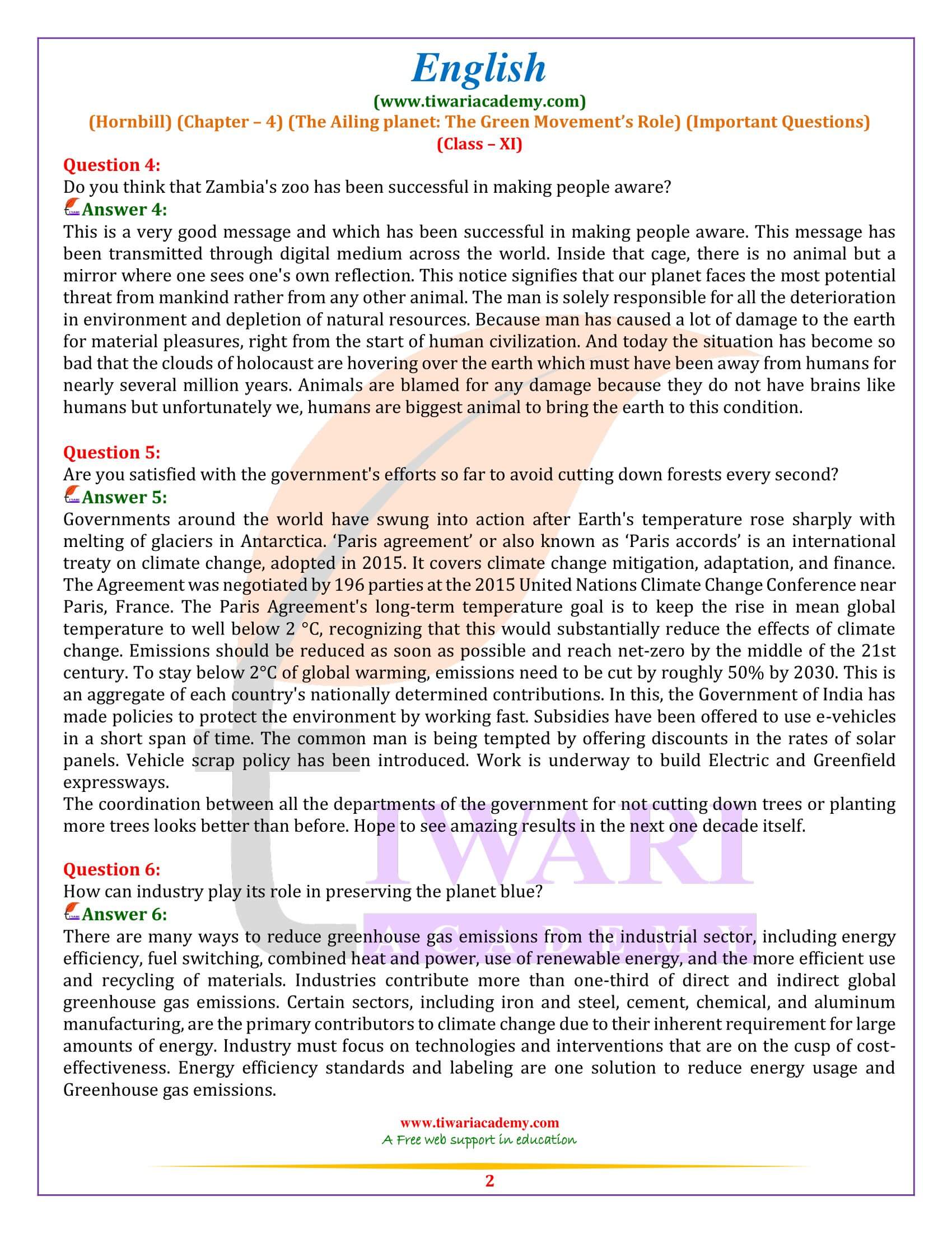 Class 11 English Hornbill Chapter 4 Extra Questions