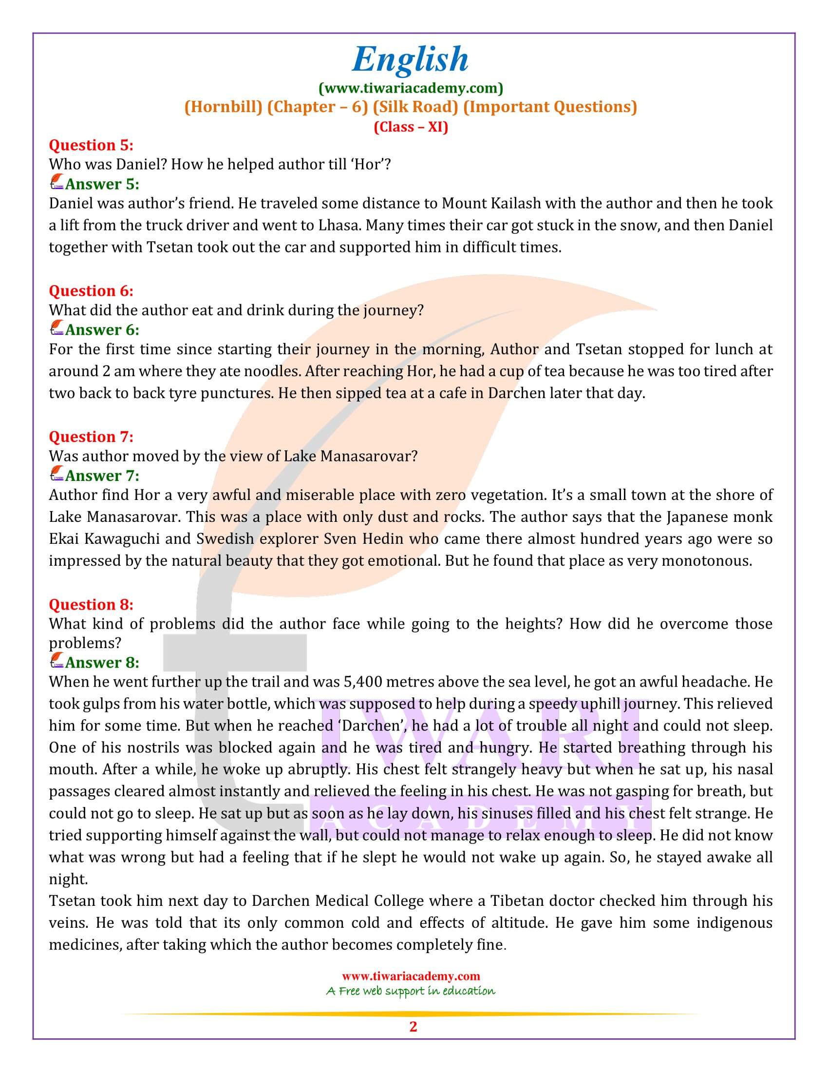 Class 11 English Hornbill Chapter 6 Extra Questions