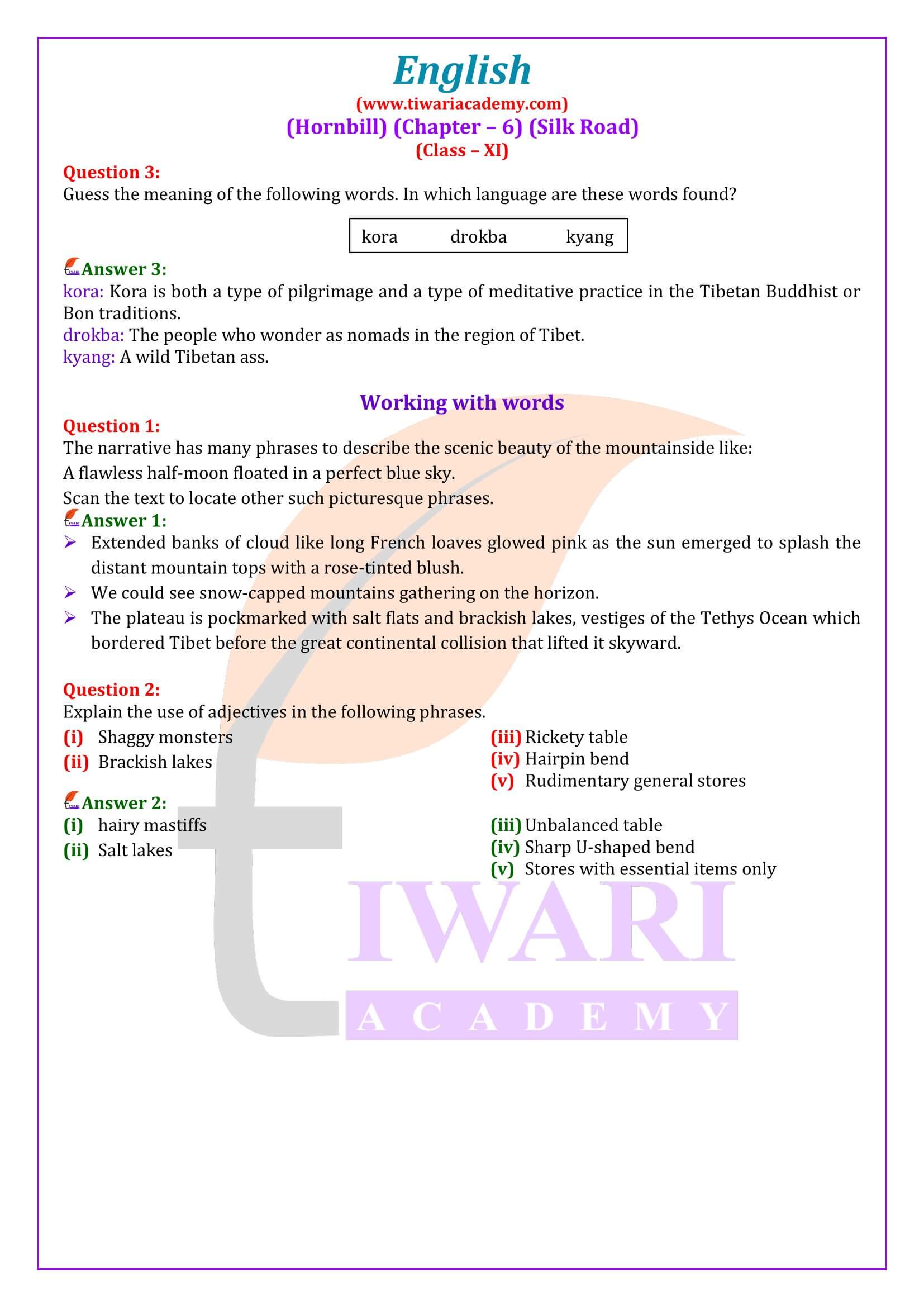 Class 11 English Chapter 6 Answers