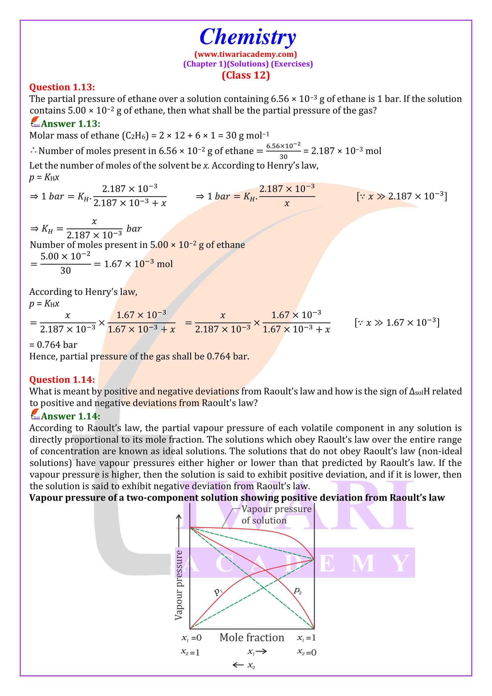 Class 12 Chemistry Chapter 1 NCERT Solutions