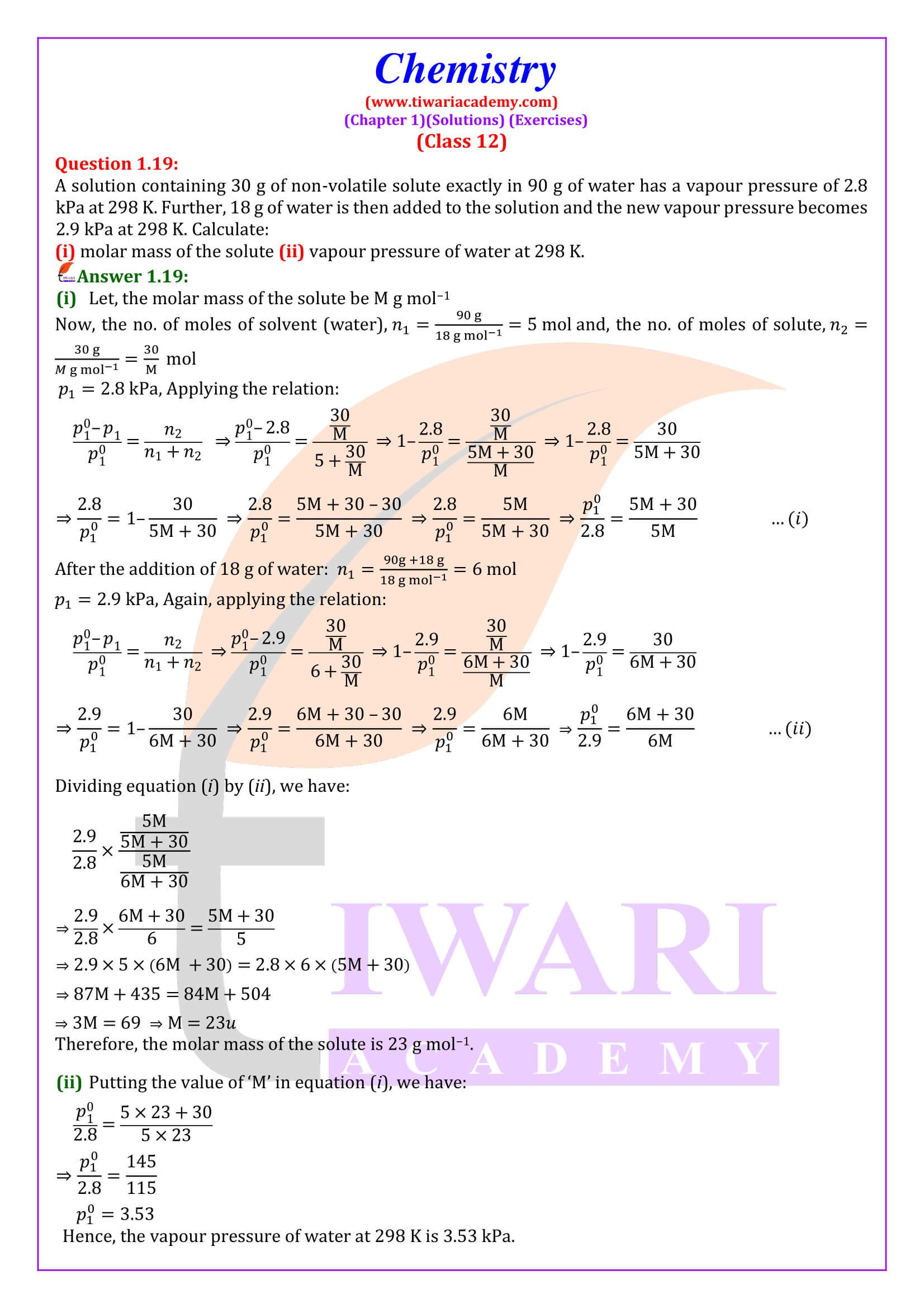 NCERT Solutions for Class 12 Chemistry Chapter 1