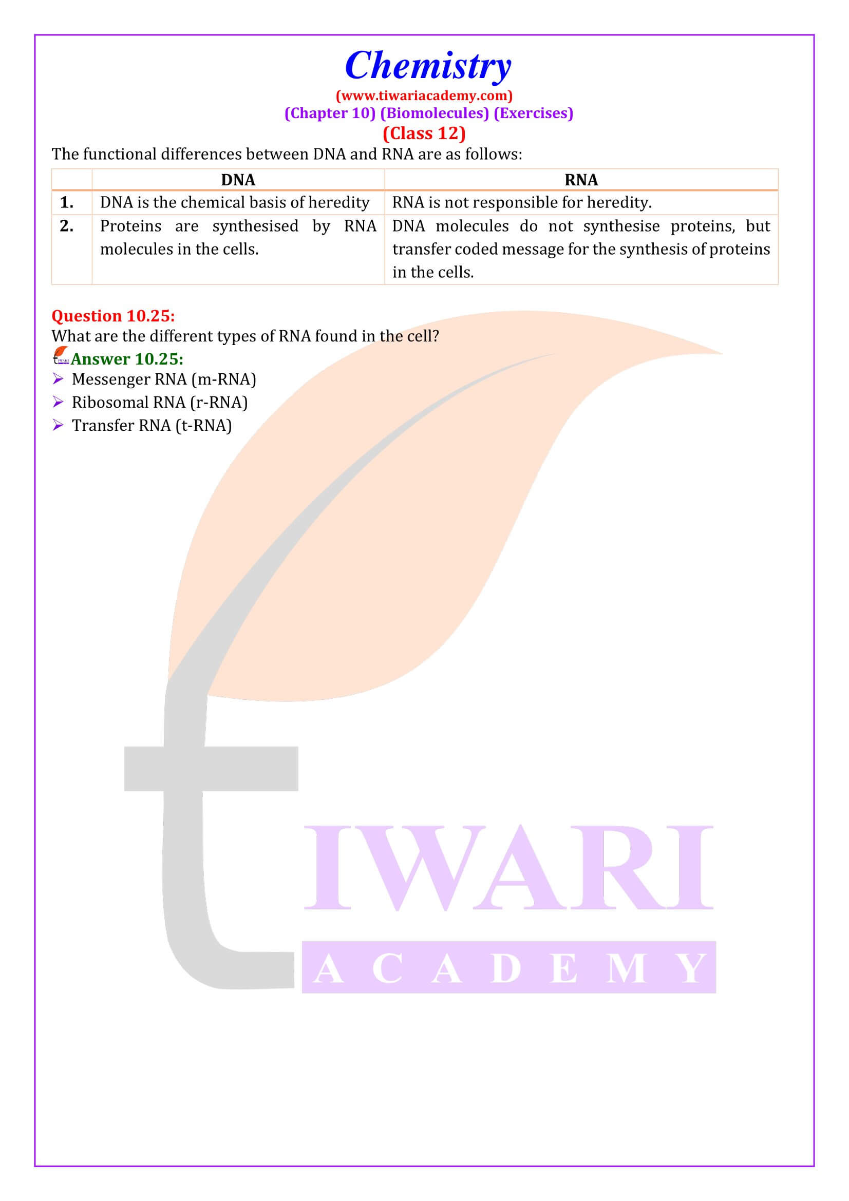 Class 12 Chemistry Chapter 10 Answers