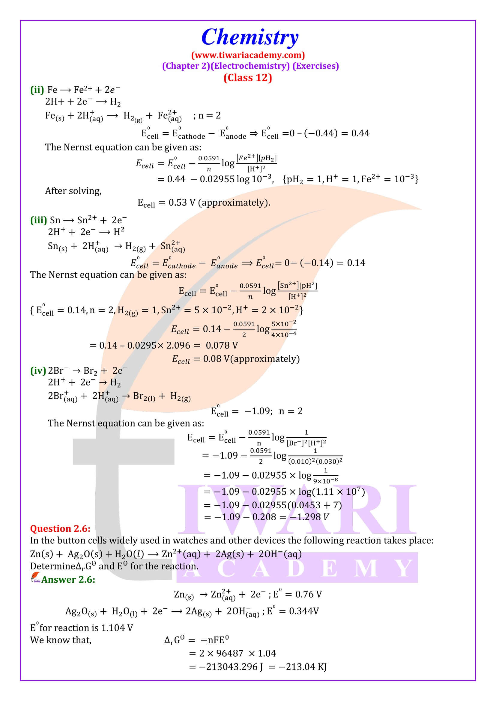 NCERT Solutions for Class 12 Chemistry Chapter 2