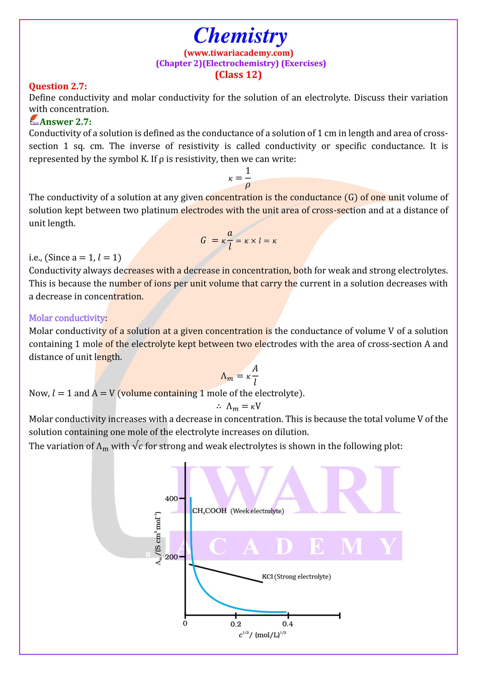 NCERT Solutions for Class 12 Chemistry Chapter 2 Exercises