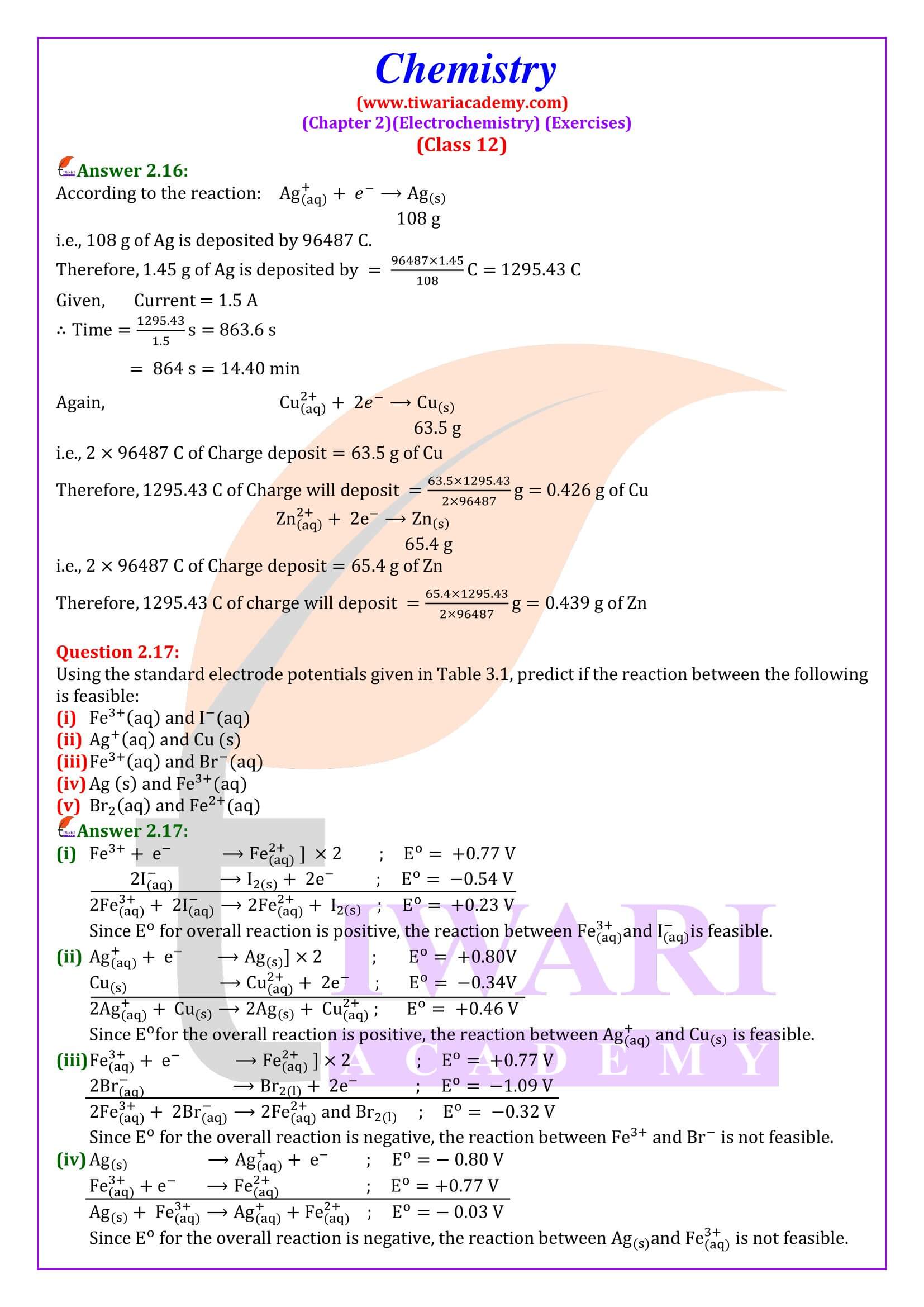NCERT Solutions for Class 12 Chemistry Chapter 2 guide