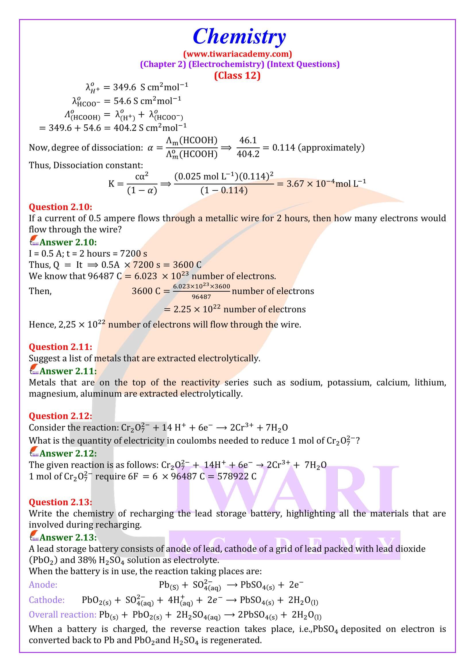 Class 12 Chemistry Chapter 2 Intext Answers