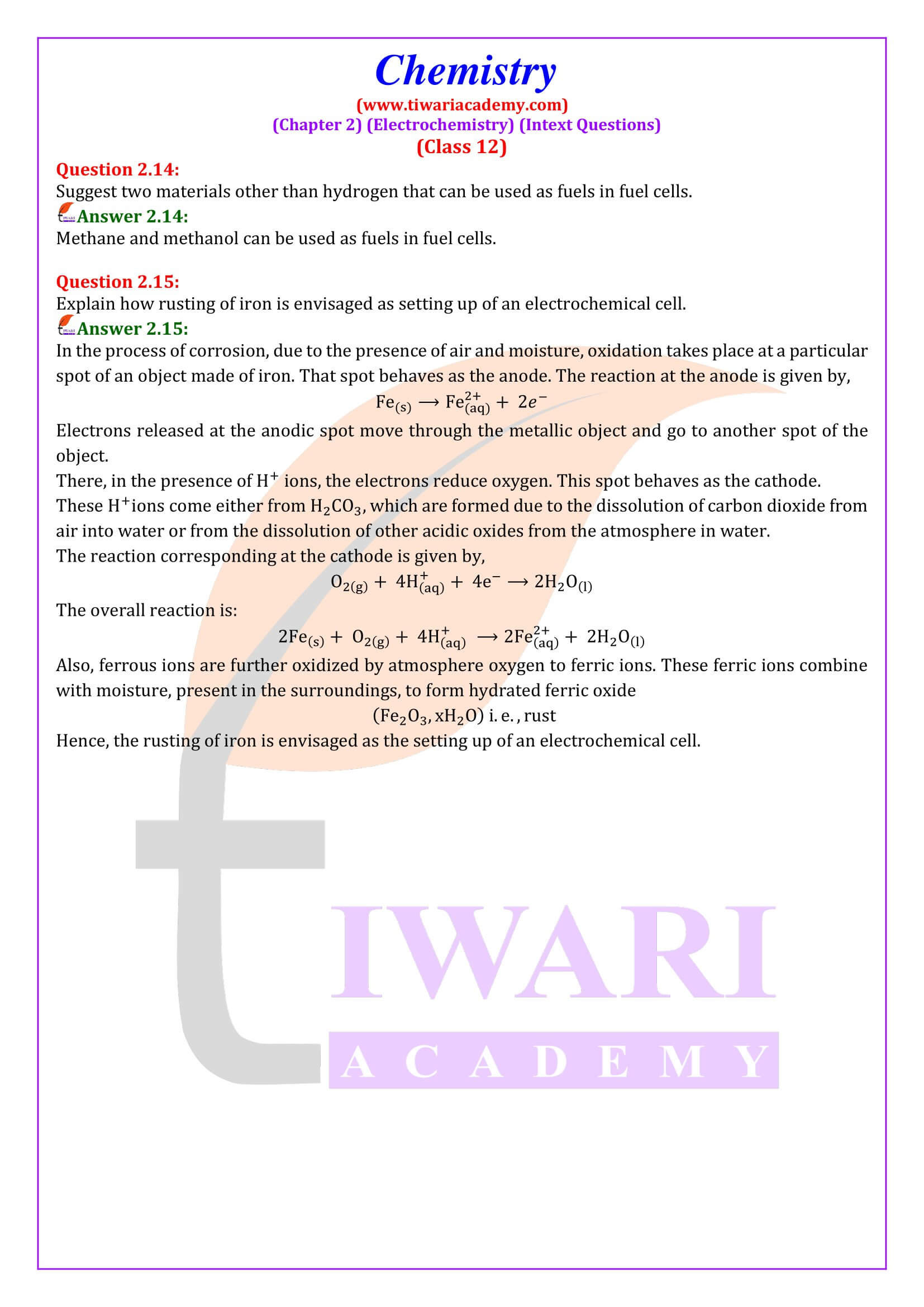 Class 12 Chemistry Chapter 2 Intext Solutions