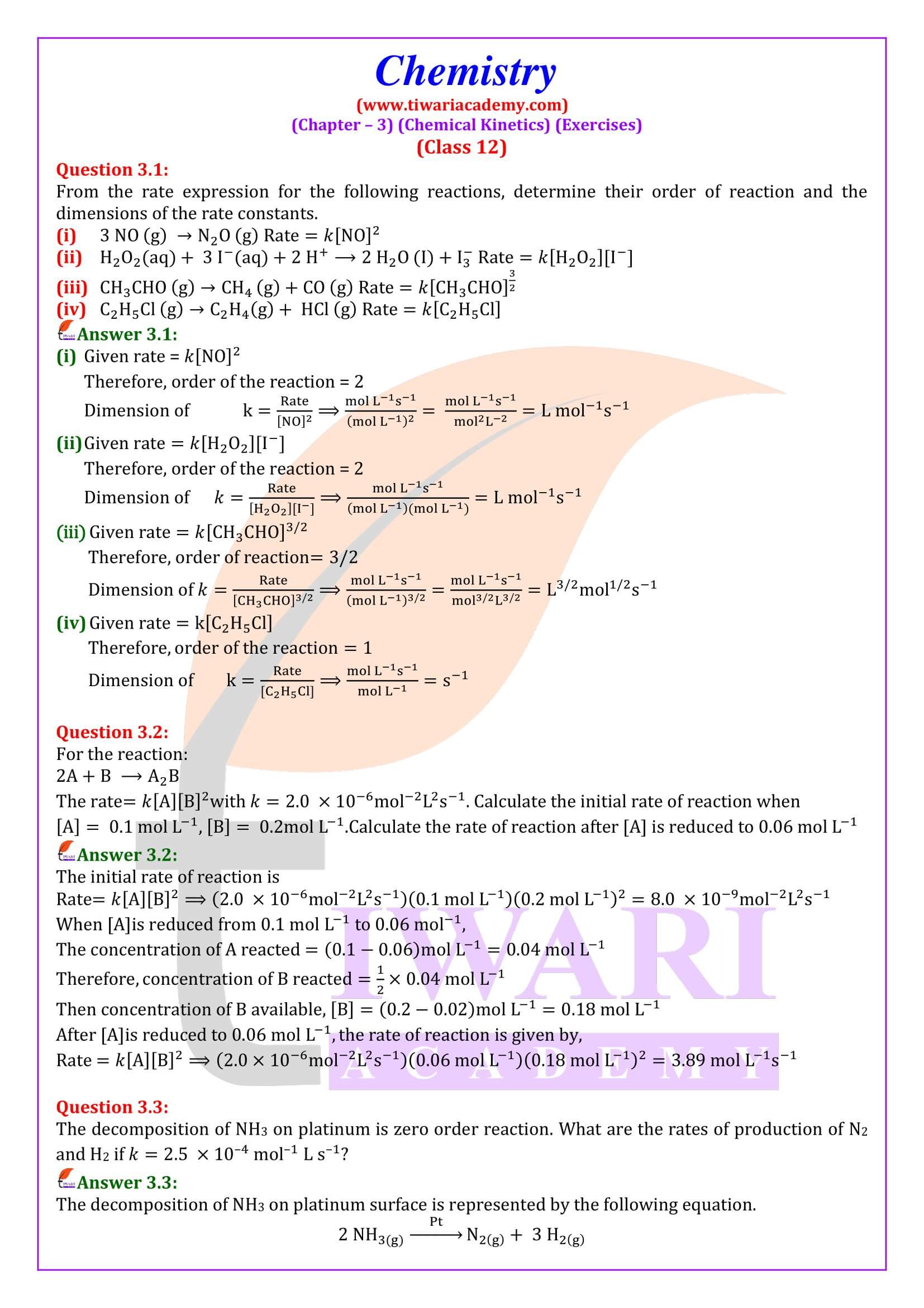 Class 12 Chemistry Chapter 3