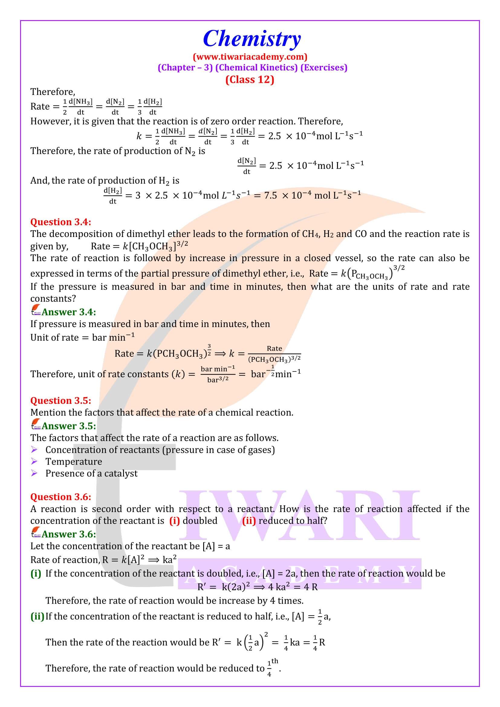 NCERT Solutions for Class 12 Chemistry Chapter 3 Chemical Kinetics