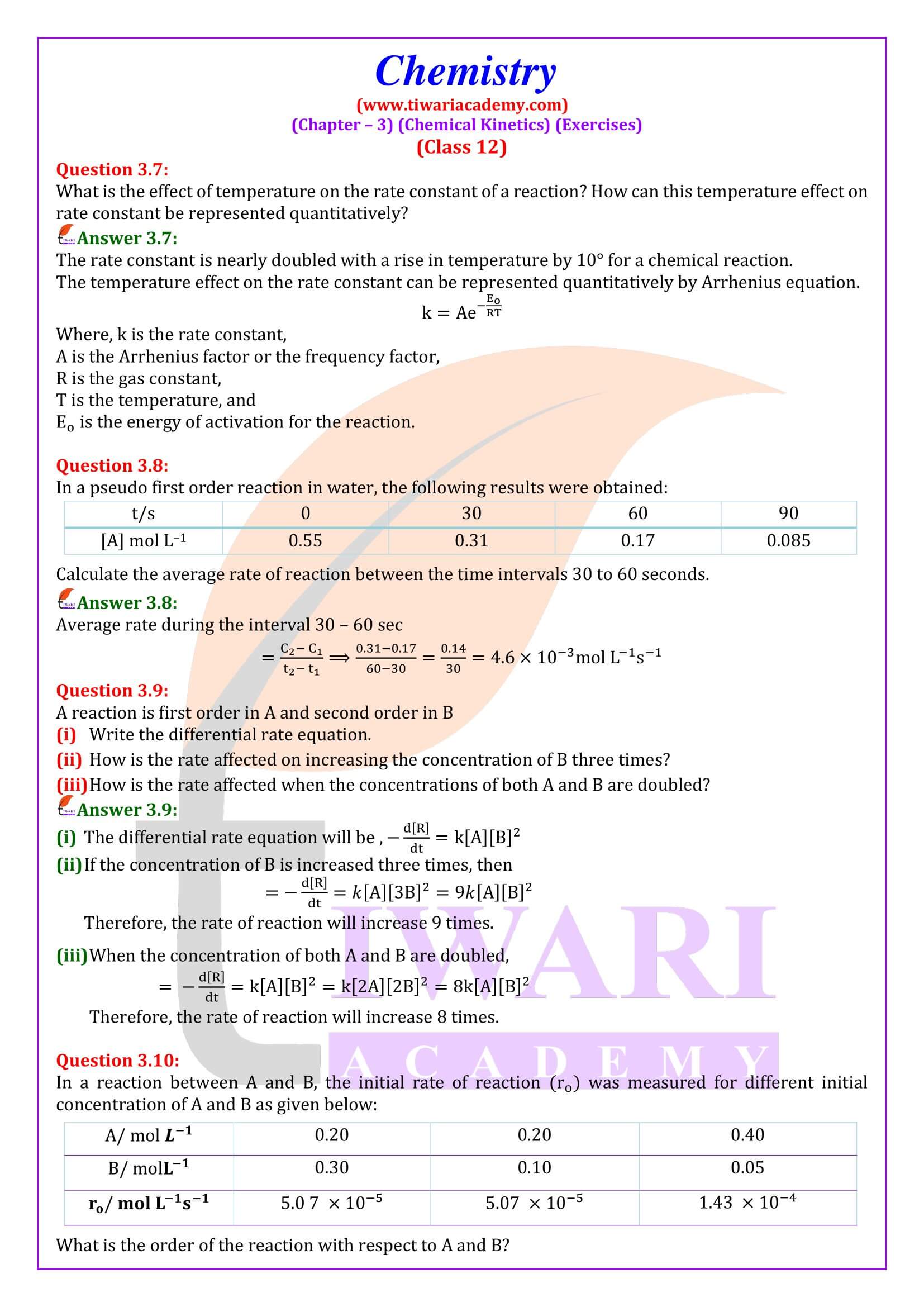 NCERT Solutions for Class 12 Chemistry Chapter 3