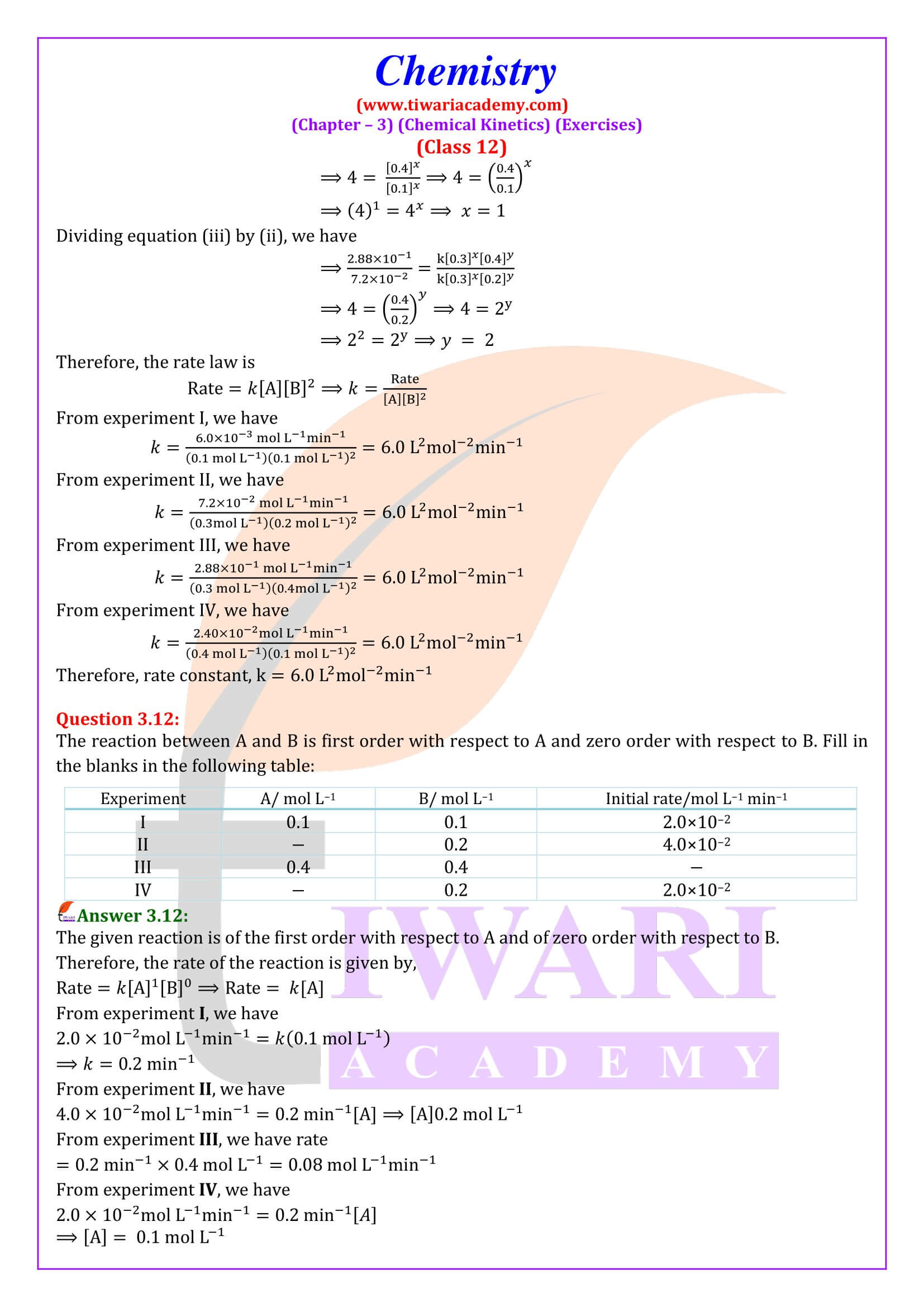 NCERT Solutions for Class 12 Chemistry Chapter 3 Question Answers