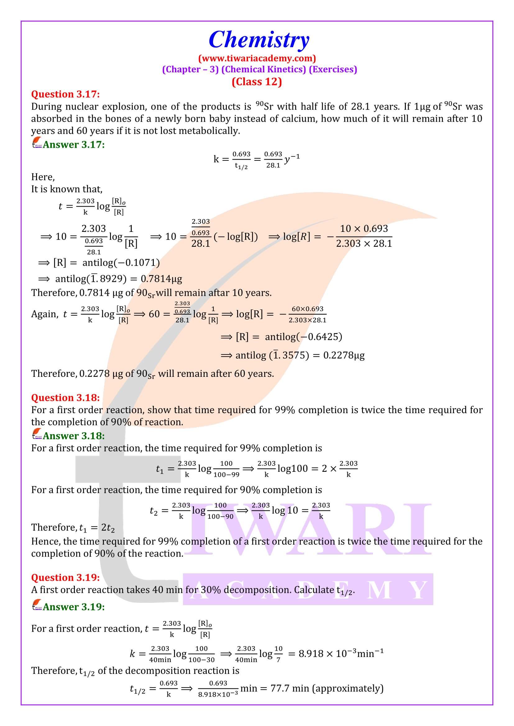 NCERT Solutions for Class 12 Chemistry Chapter 3 Answers